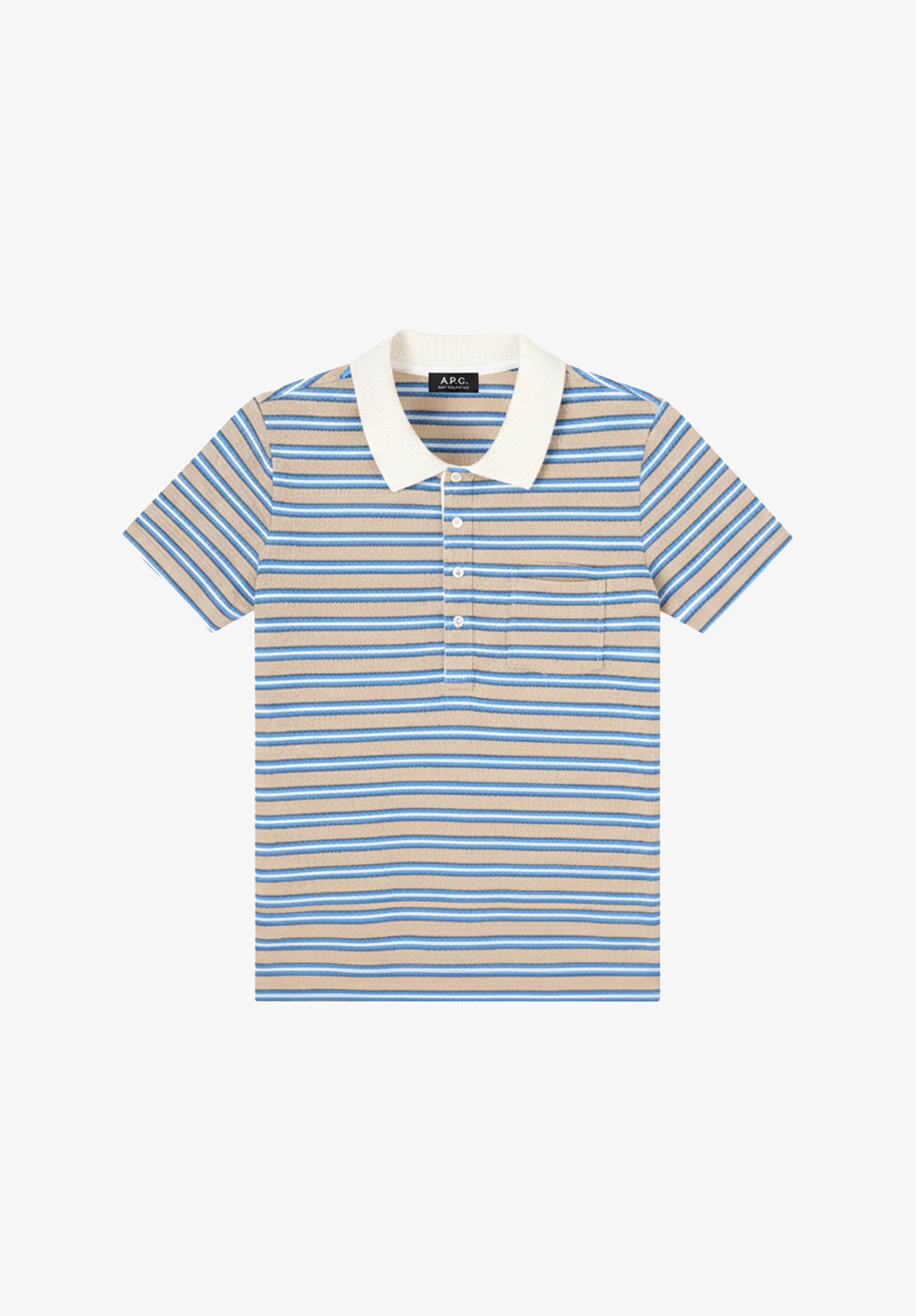 Polo rayé bleu ciel en coton piqué