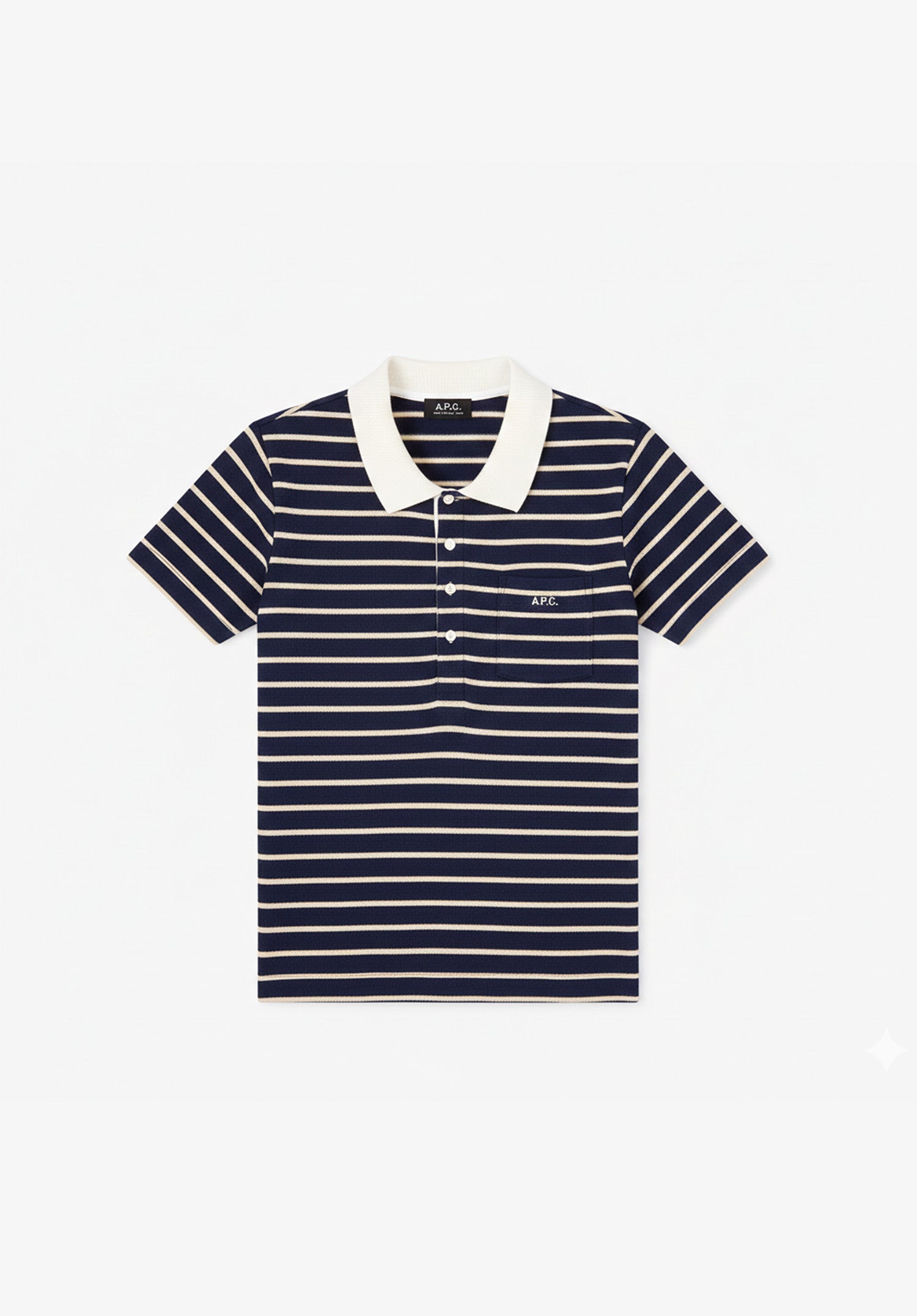 Polo rayé bleu marine en coton piqué