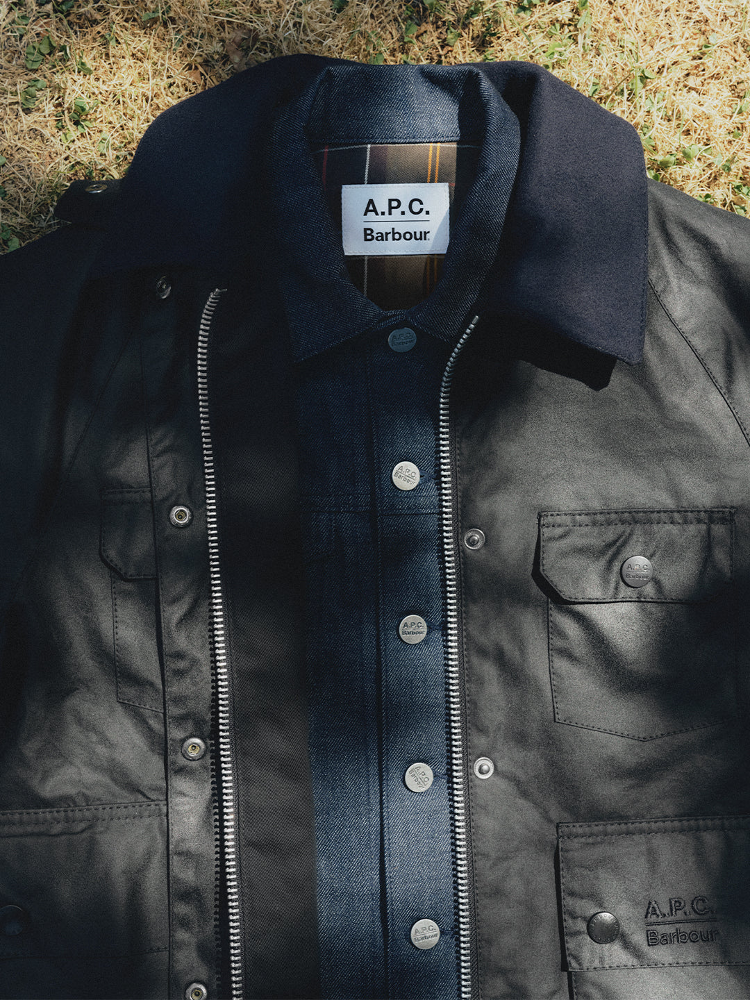 apc x barbour beaufort wax jacket