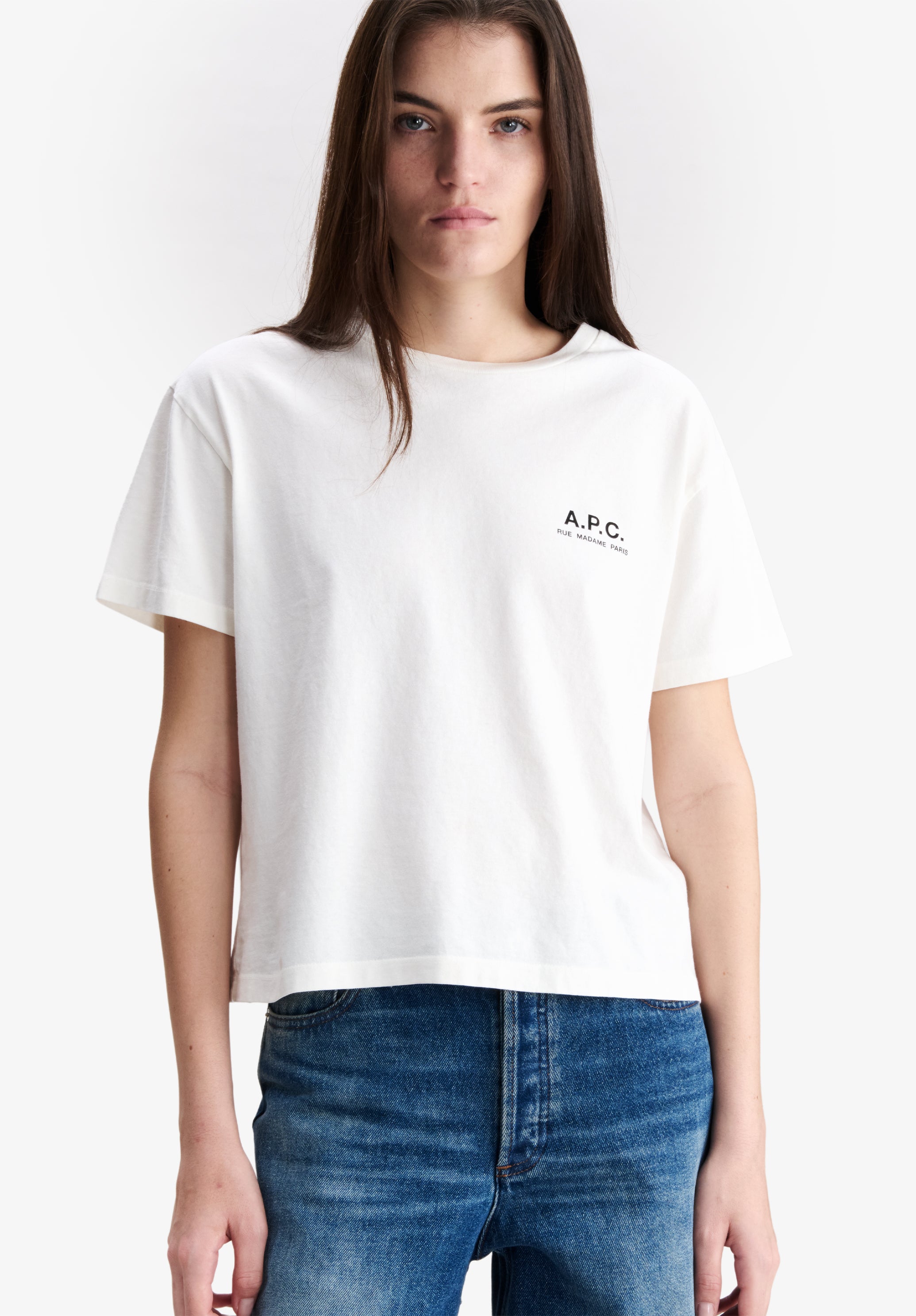 Off-white t-shirt with A.P.C. Rue Madame logo - 3