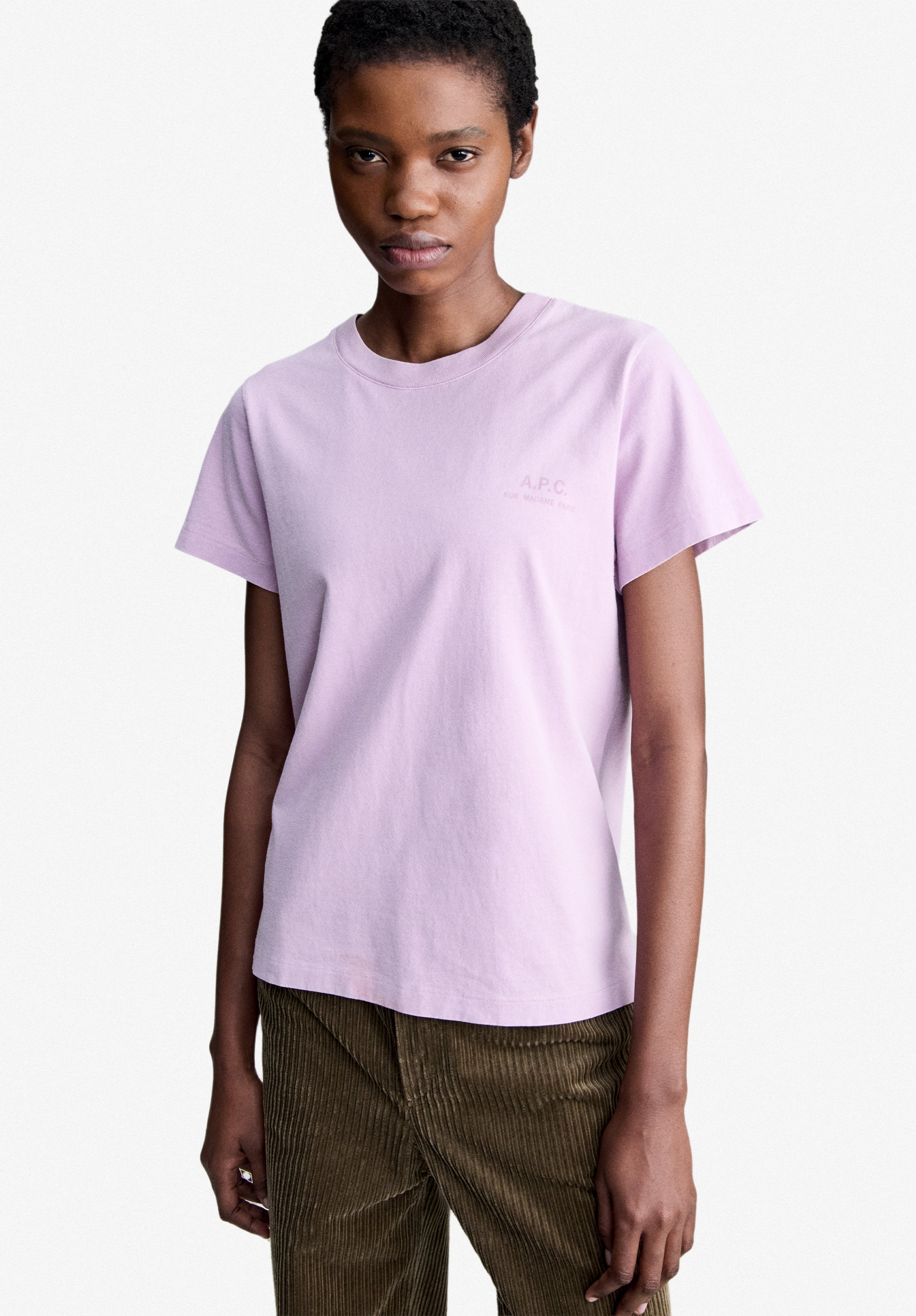 Pale pink T-shirt with A.P.C. Rue Madame logo - 3