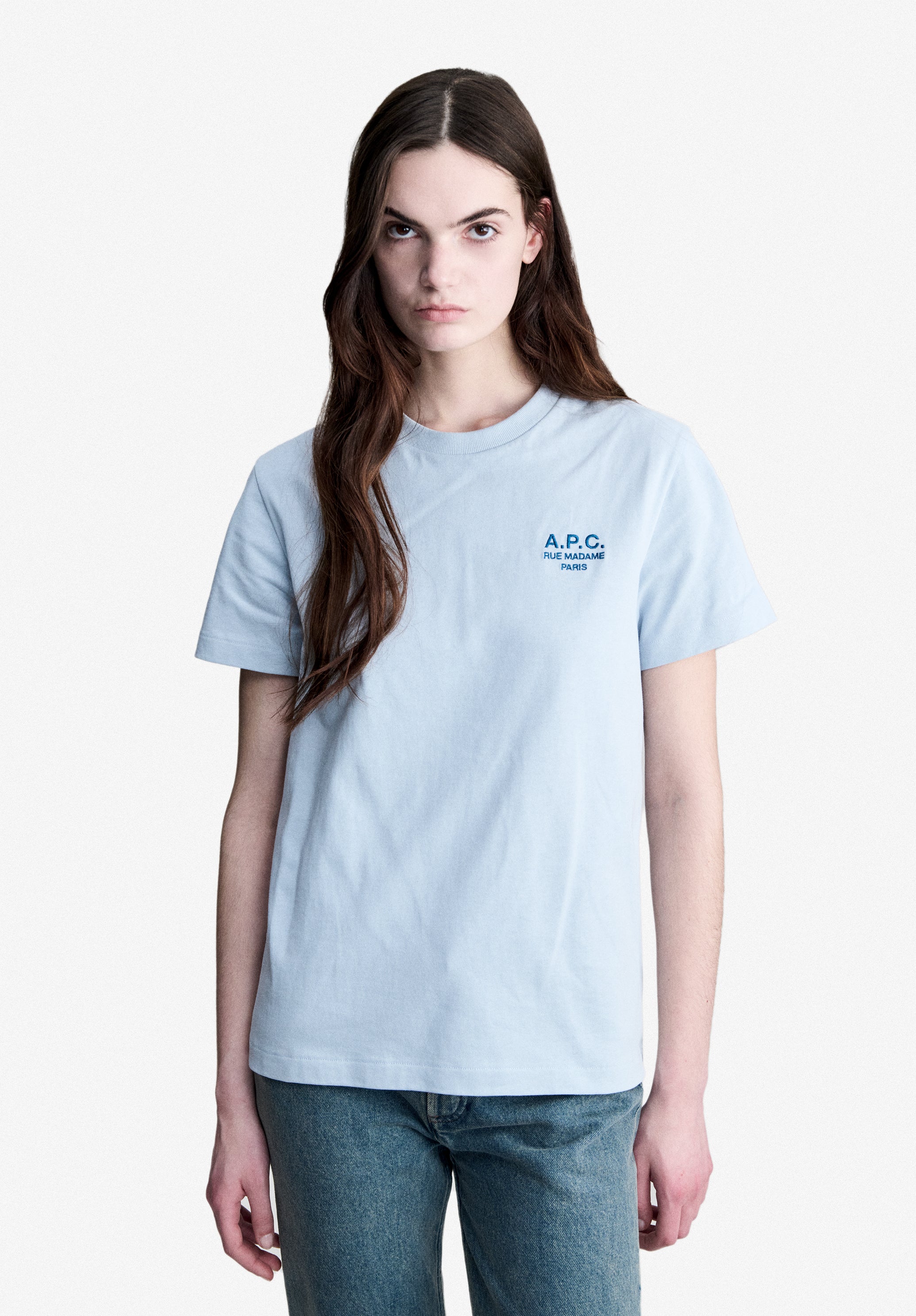 Grey-blue T-shirt with A.P.C. Rue Madame logo - 3