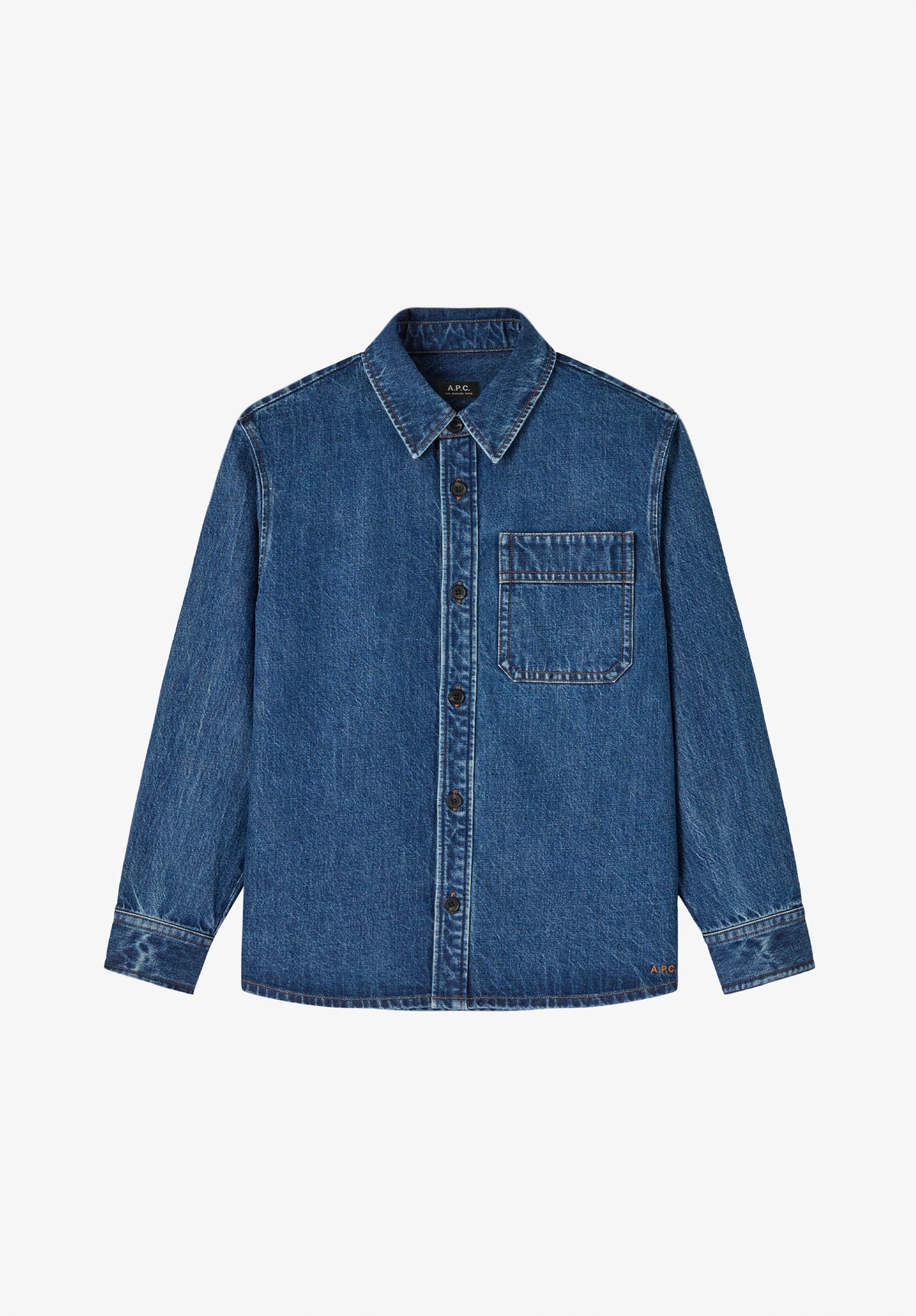 Surchemise ample en denim indigo délavé