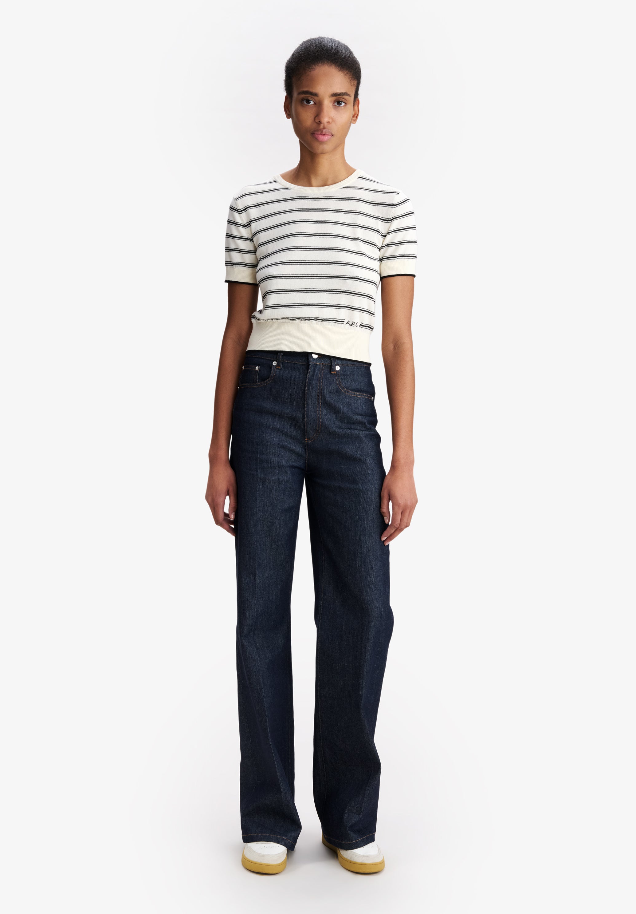 Striped short-sleeve top - 1