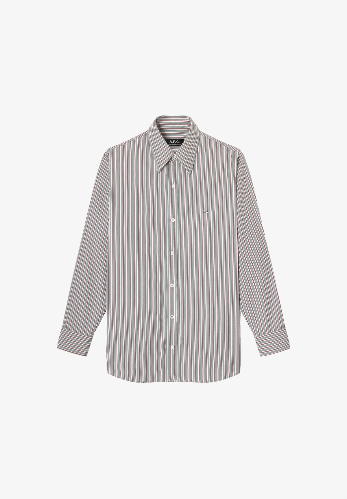 Chemise bleues à rayures en popeline de coton