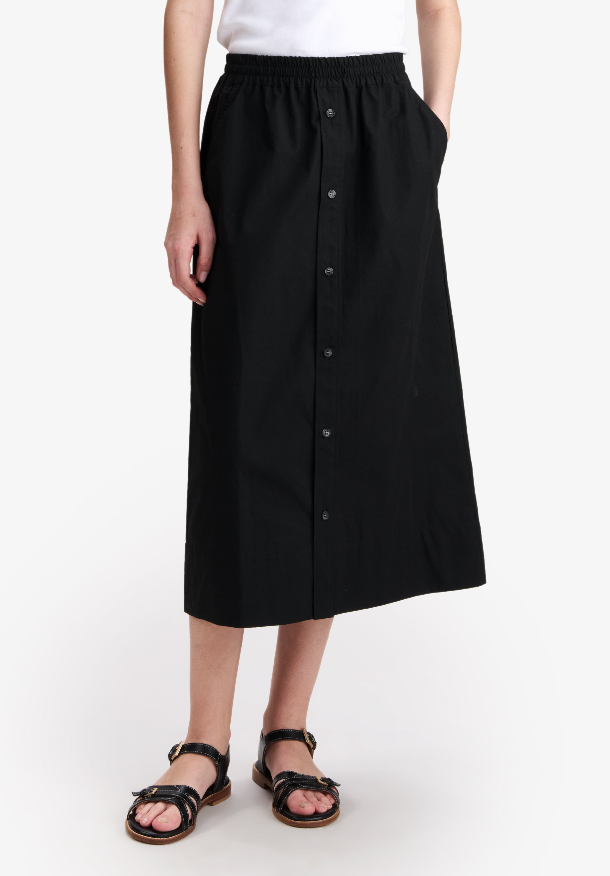 Long black organic cotton skirt - 5
