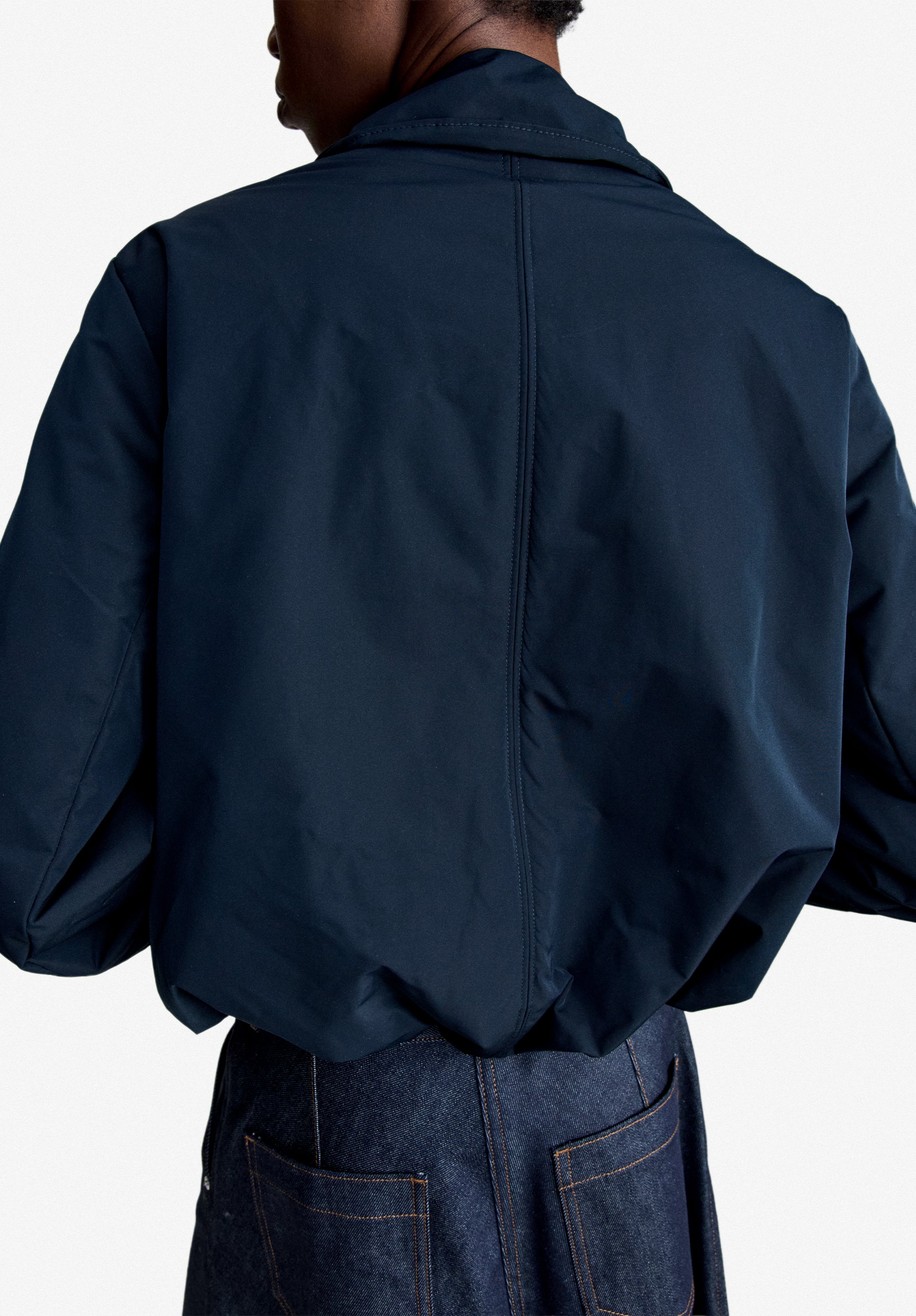 Navy blue taffeta bomber jacket - 5