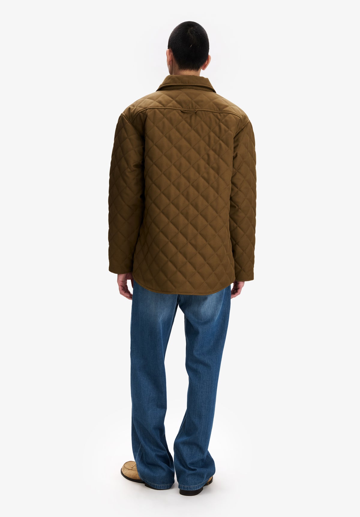 Blouson matelassé en laine kaki