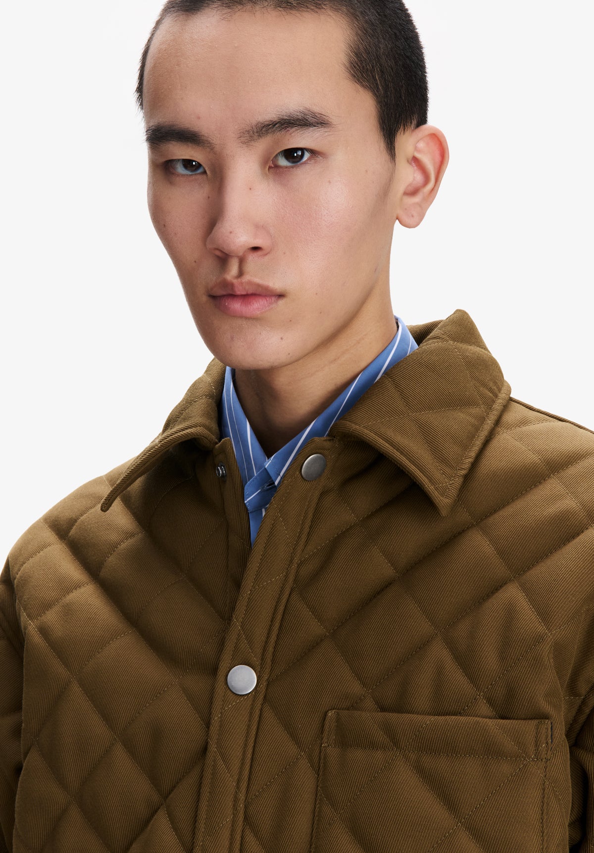 Blouson matelassé en laine kaki