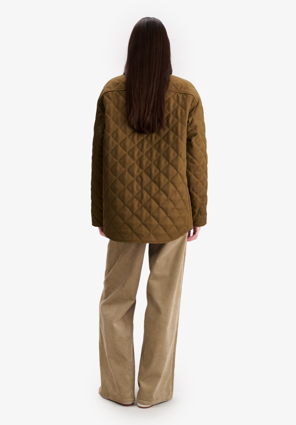 Blouson matelassé en laine kaki