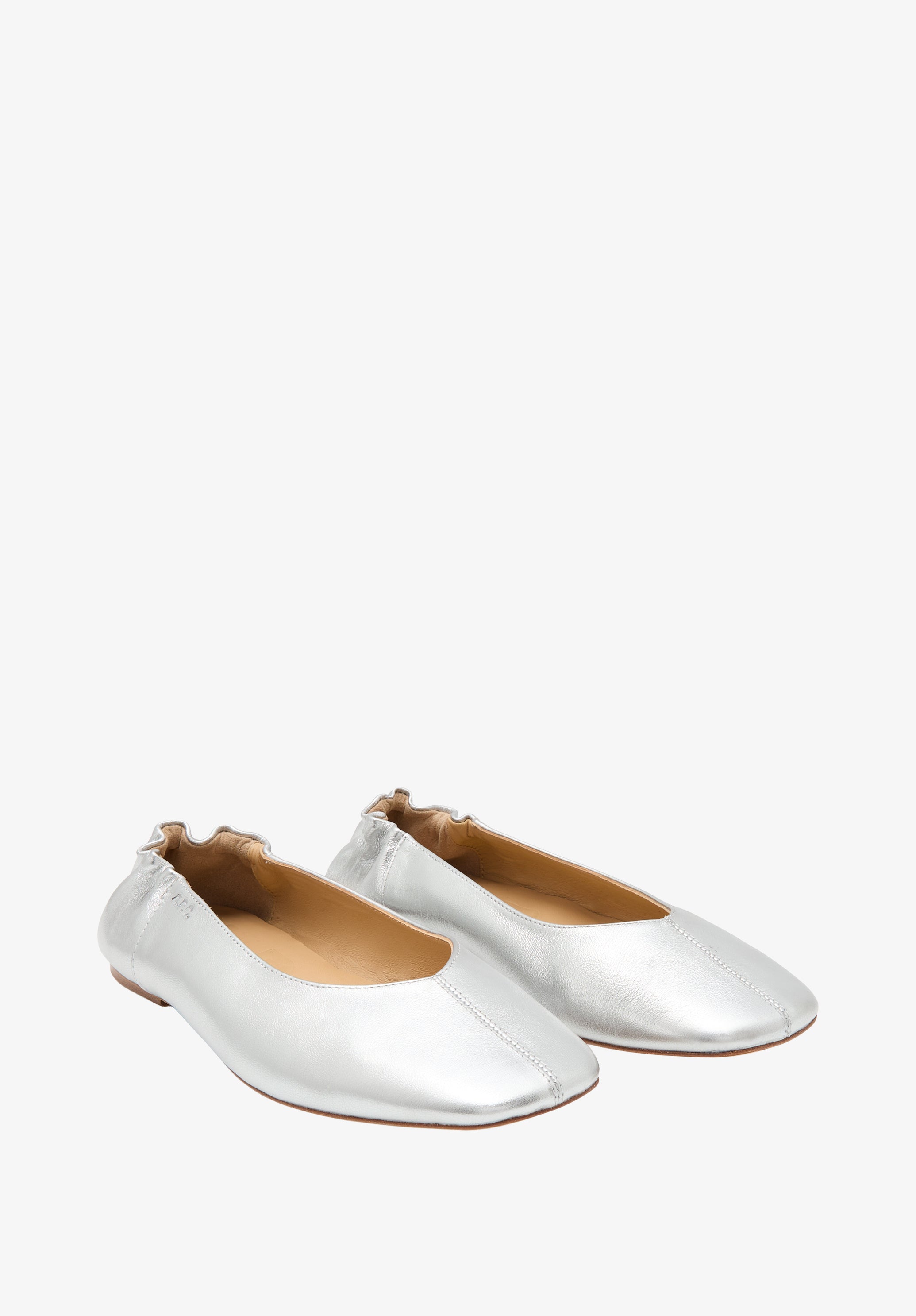 Square-toe leather ballet flats - 3