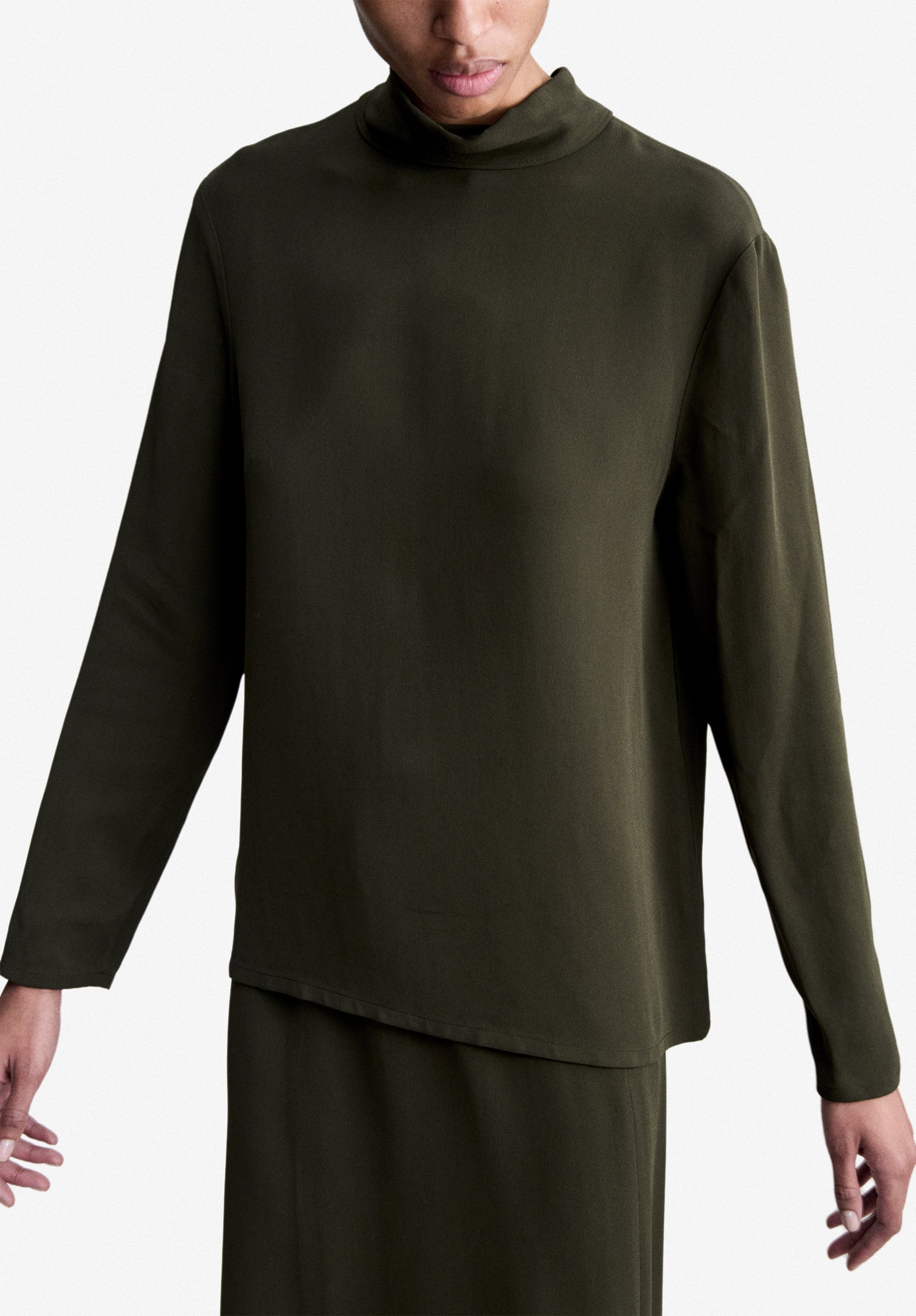Flowing dark green blouse - 3