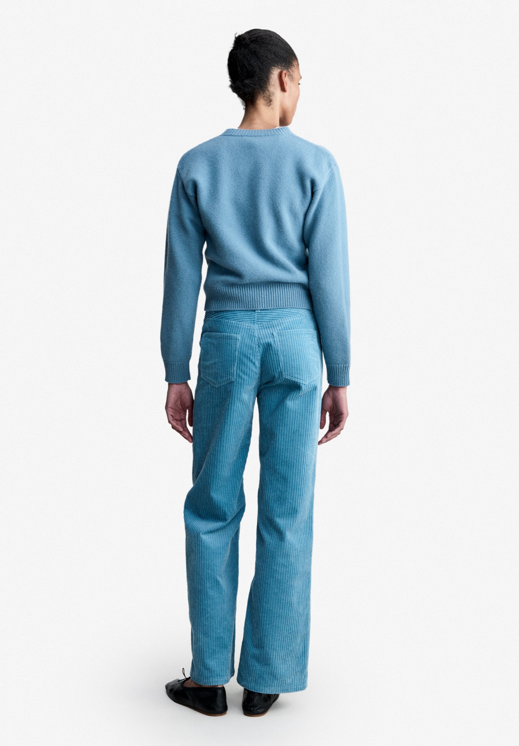 Cropped grey-blue wool cardigan - 2