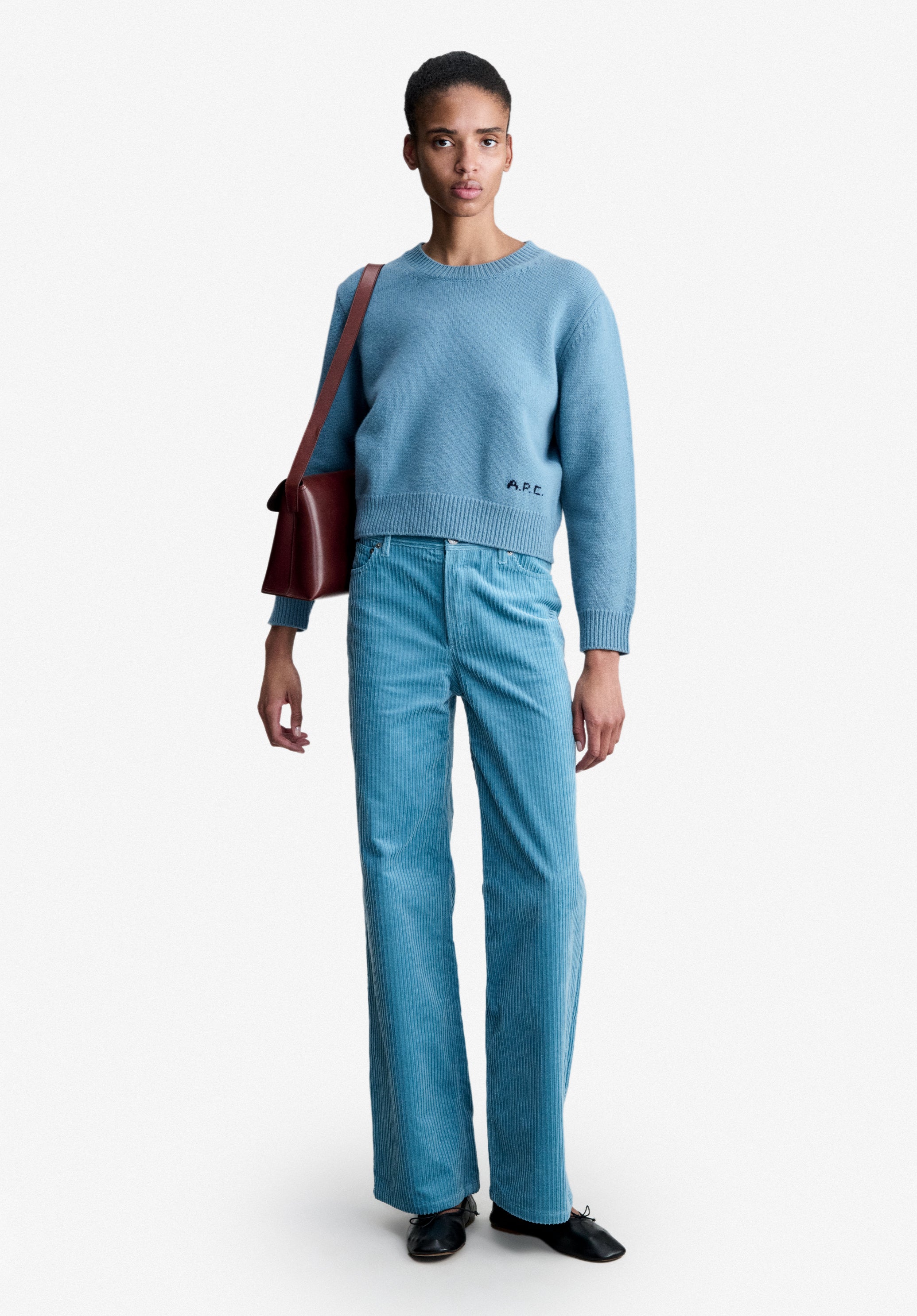Grey-blue boxy wool sweater - 1
