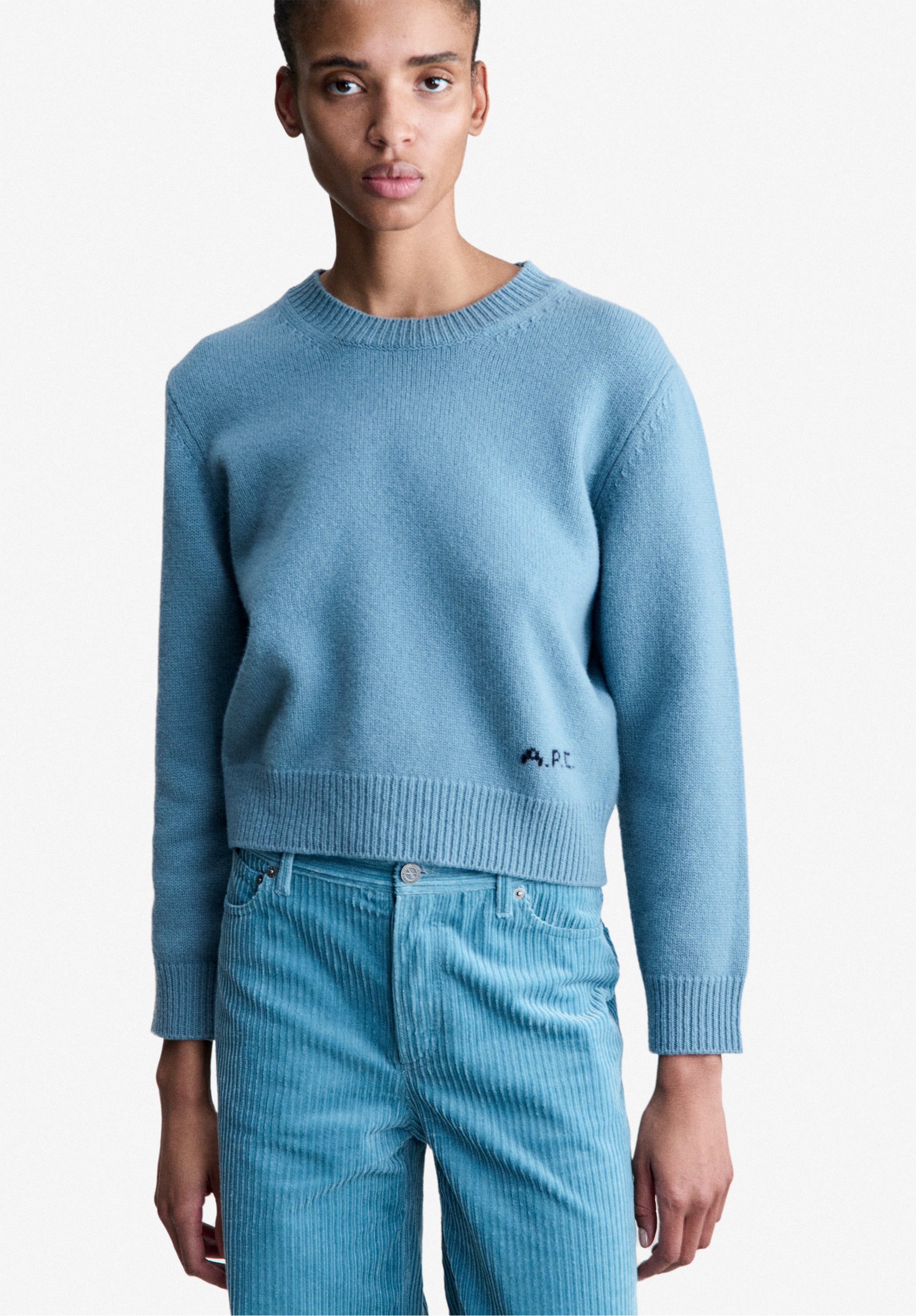 Grey-blue boxy wool sweater - 3