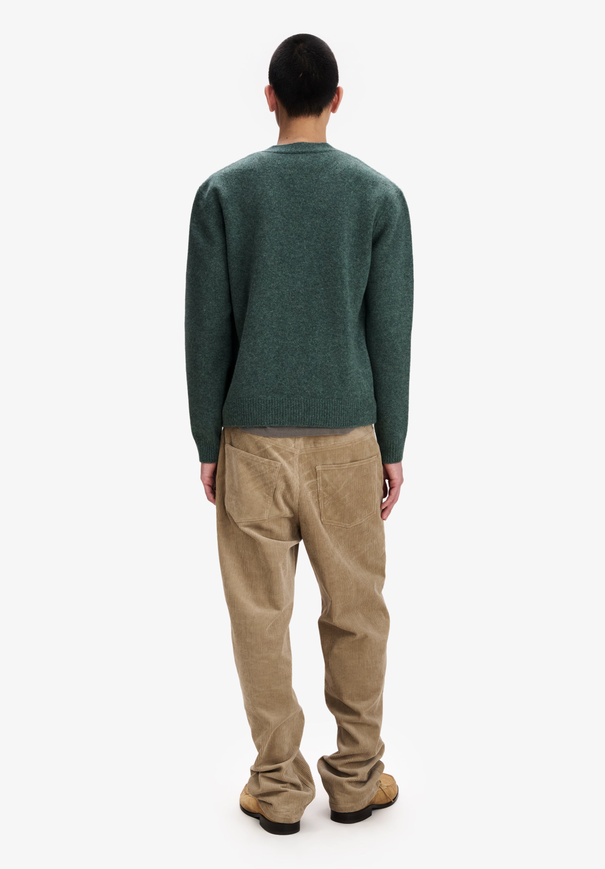Loose heather green wool cardigan - 2
