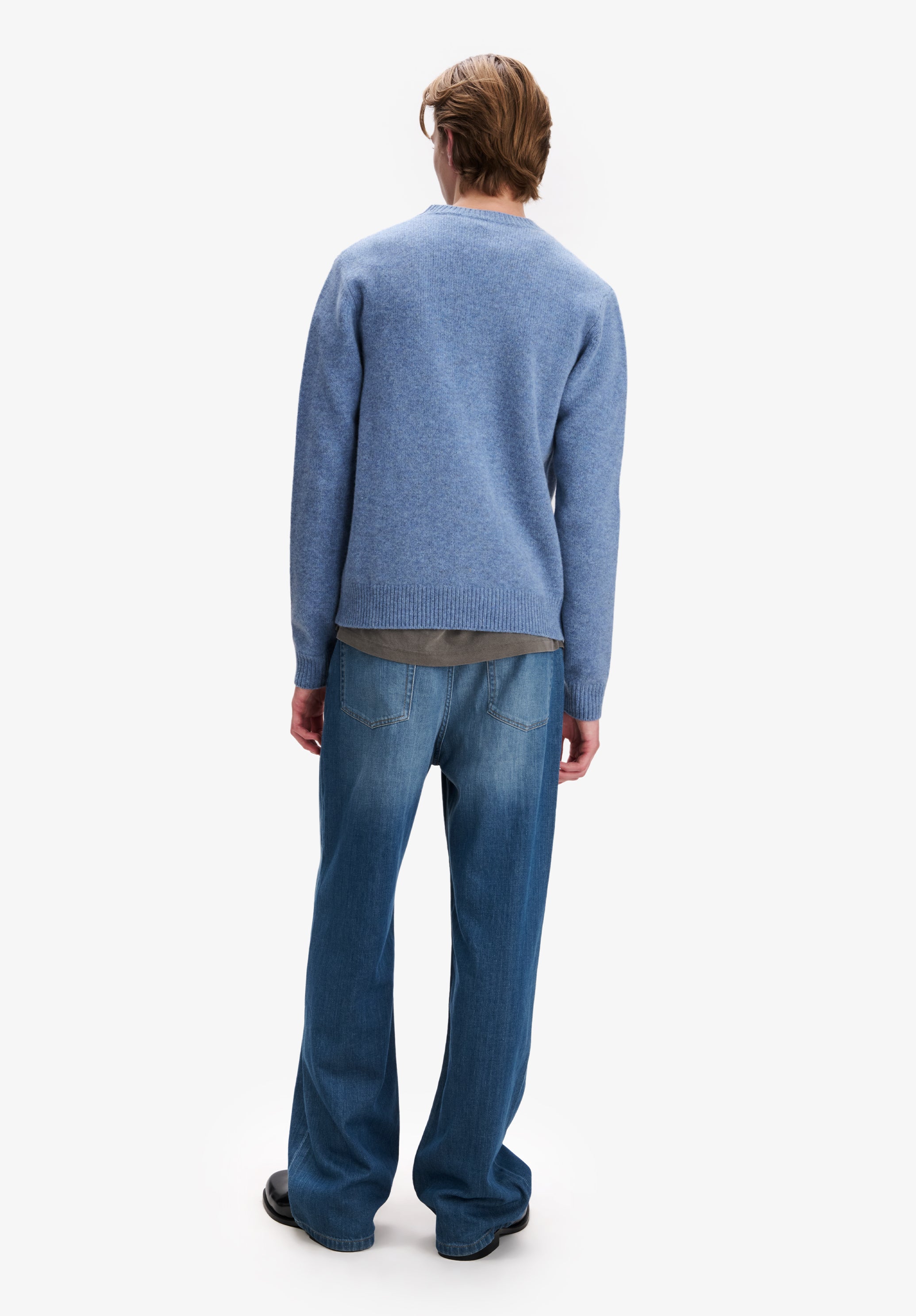 Loose grey-blue wool sweater - 2