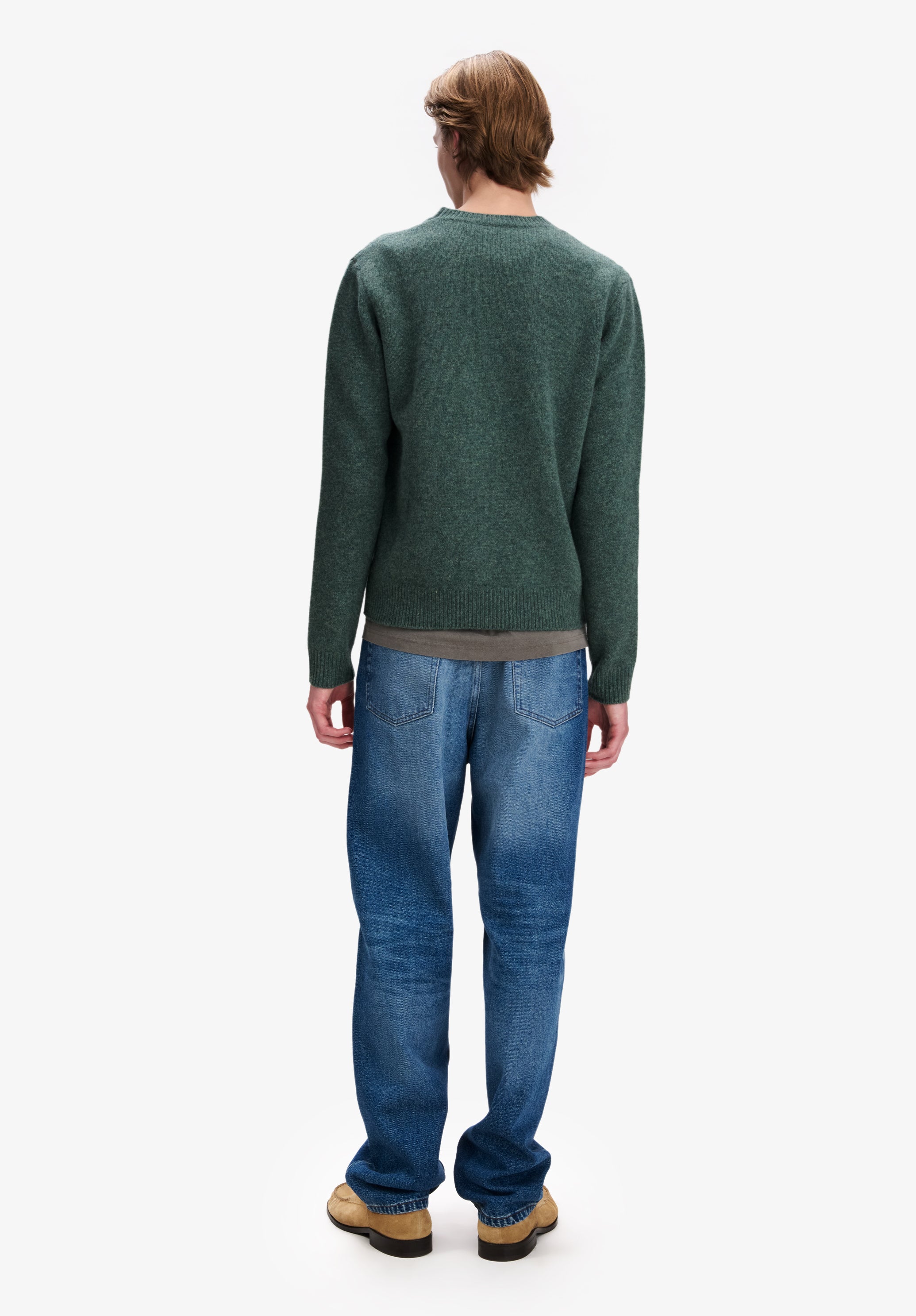 Loose heather green wool sweater - 2