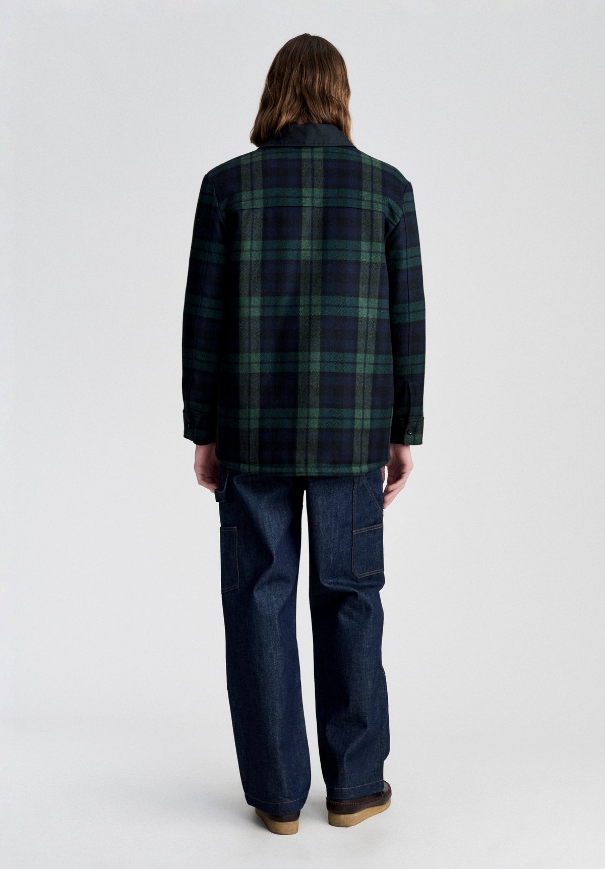 Marineblaue karierte Hemdjacke