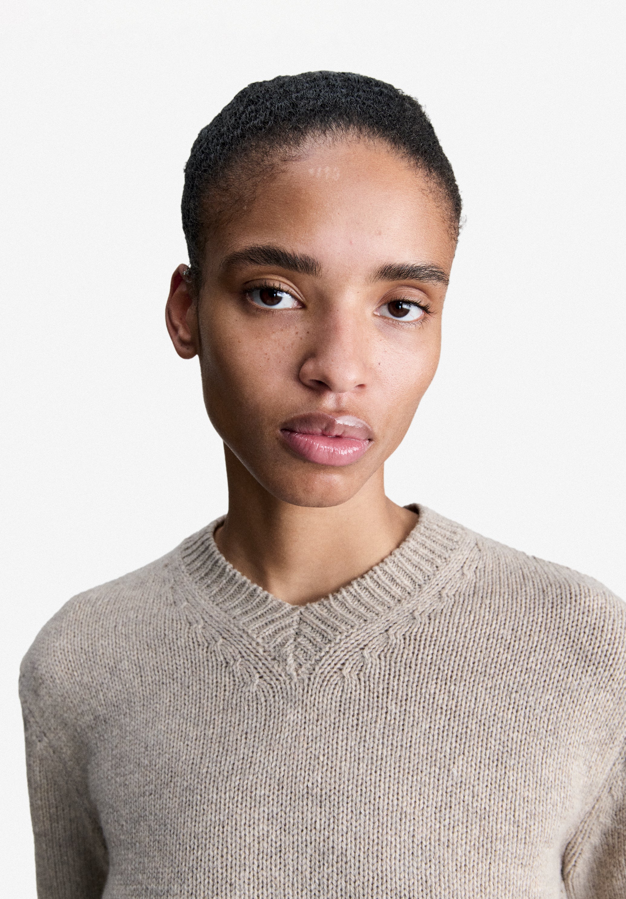 Taupe sweater in recycled wool - 3