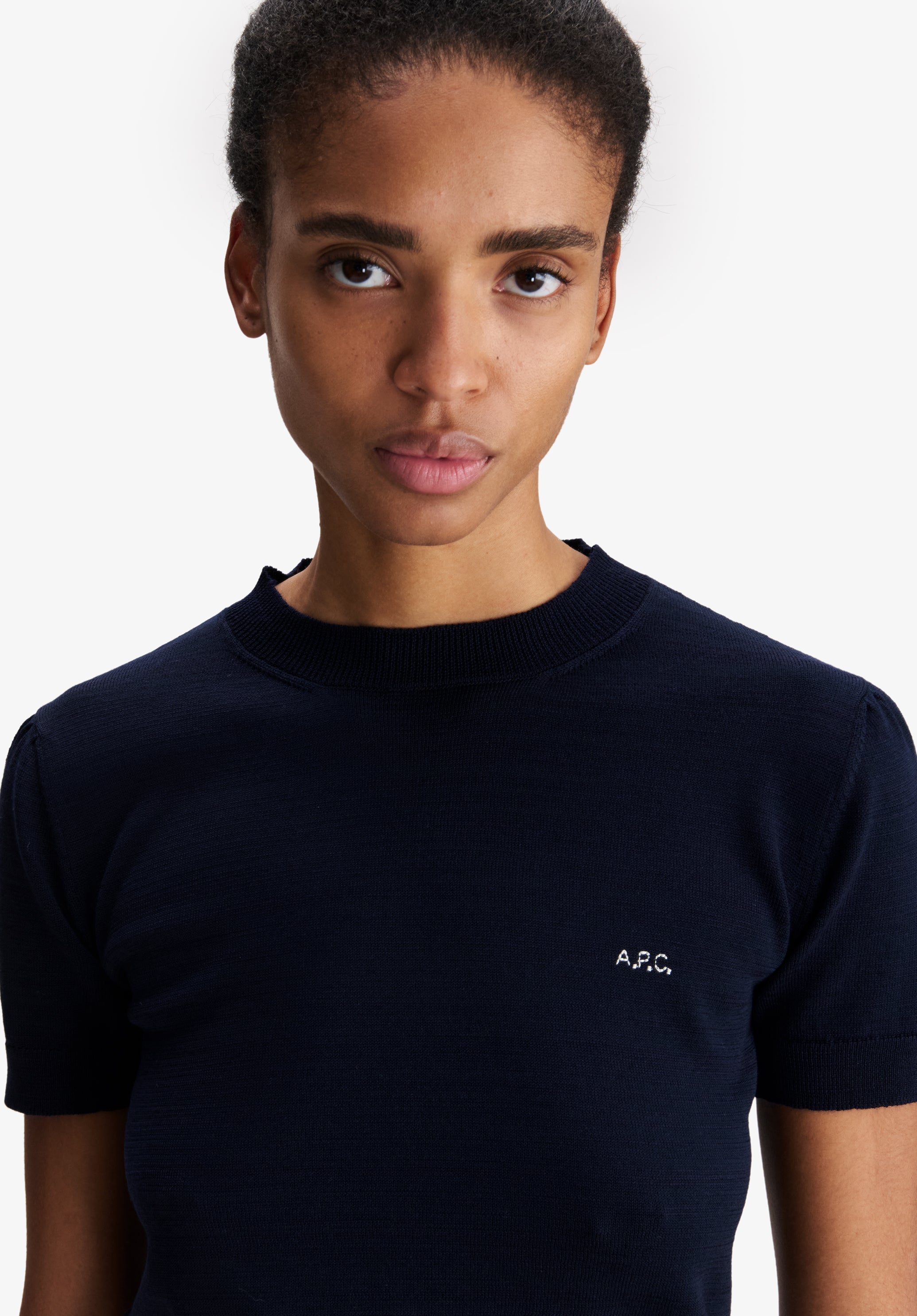 Fitted navy blue merino wool sweater - 4