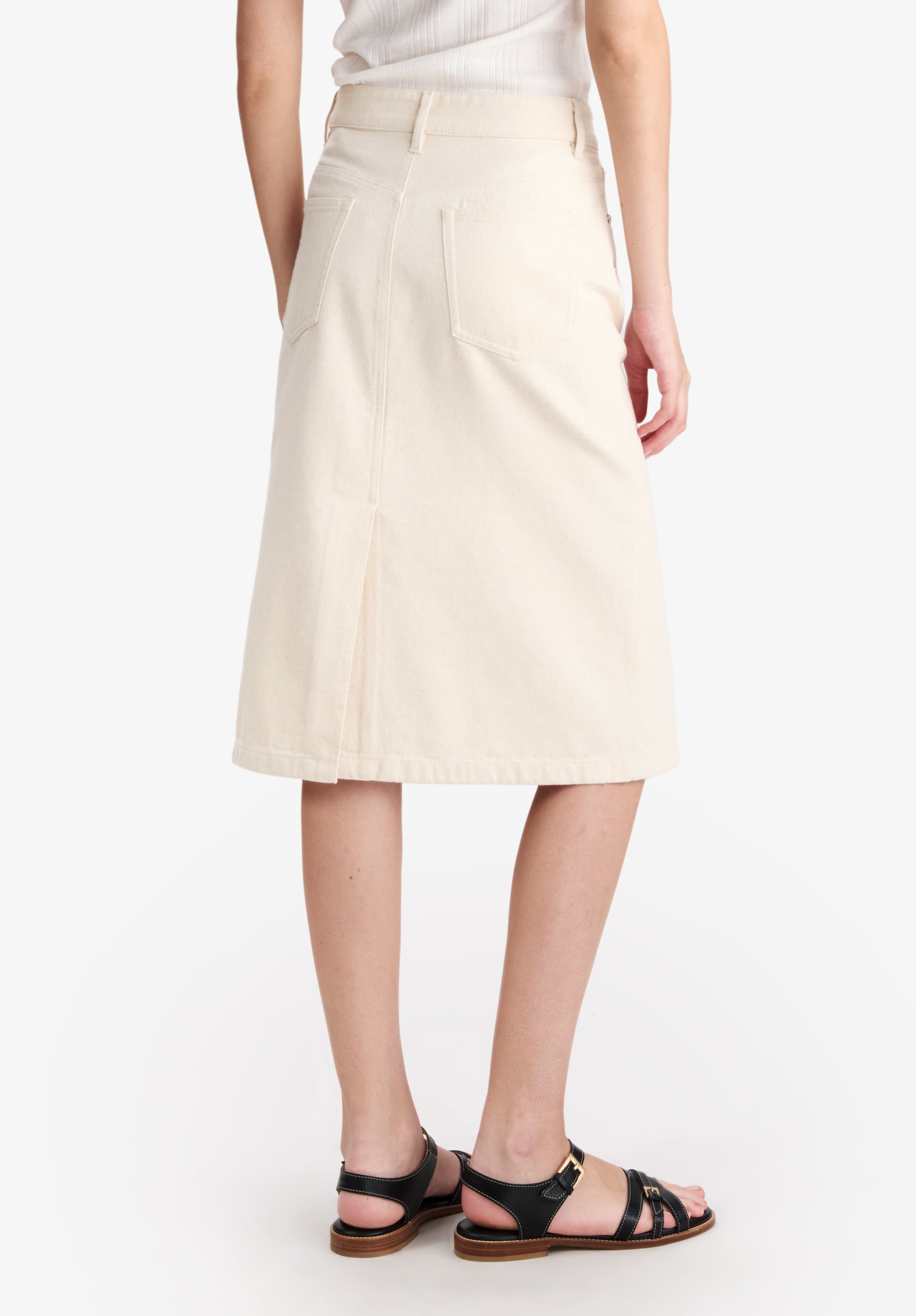 Jupe fendue en denim blanc cassé