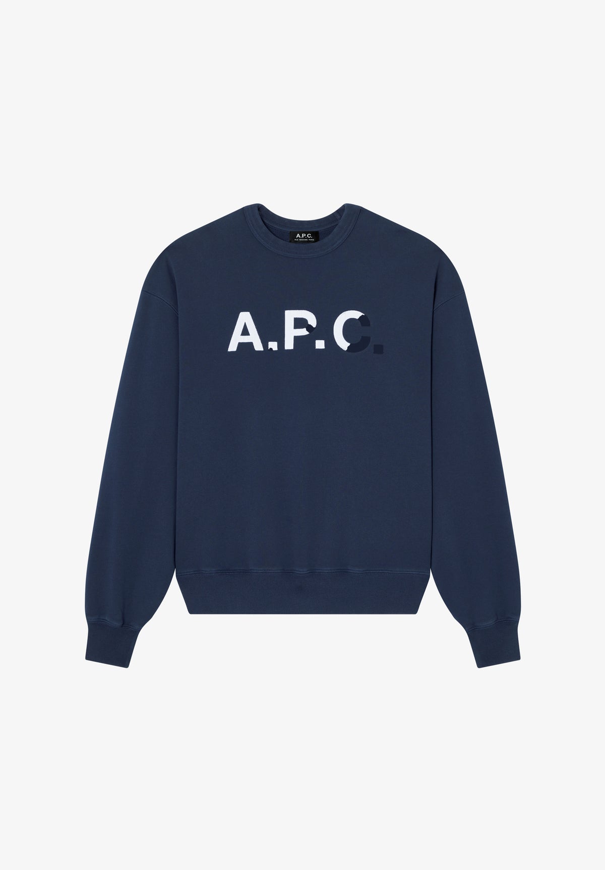 Sweat bleu marine à logo A.P.C. effet vintage