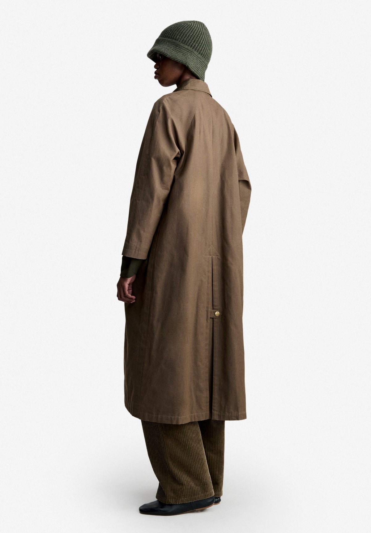 Loose-fit khaki mac in water-repellent waxed cotton - 3