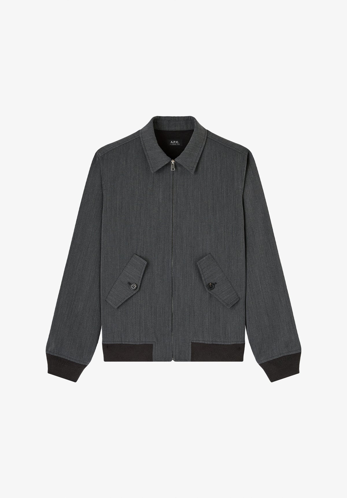 Blouson classique gris en mélange coton laine
