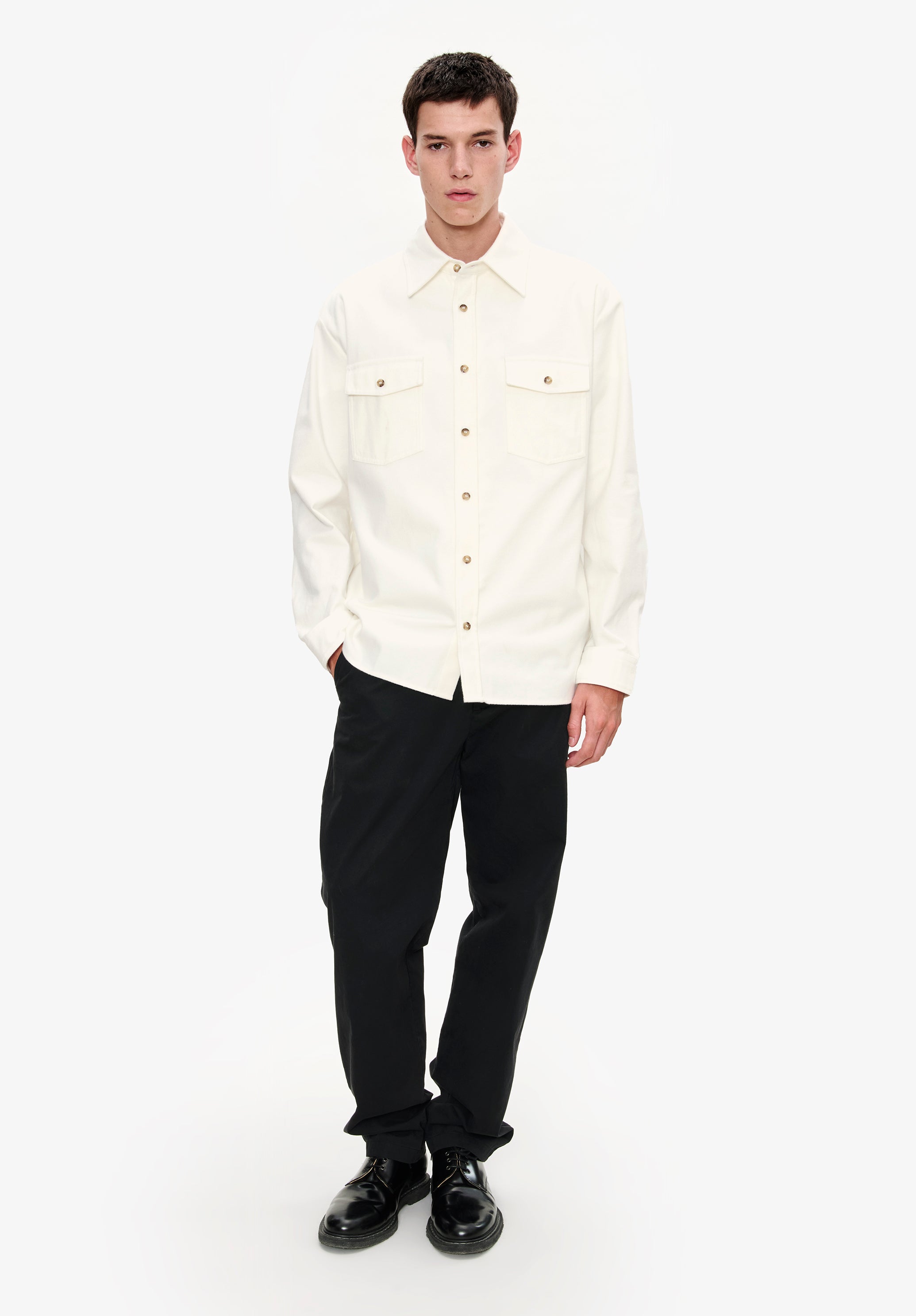 Solid-colour cotton overshirt - 4