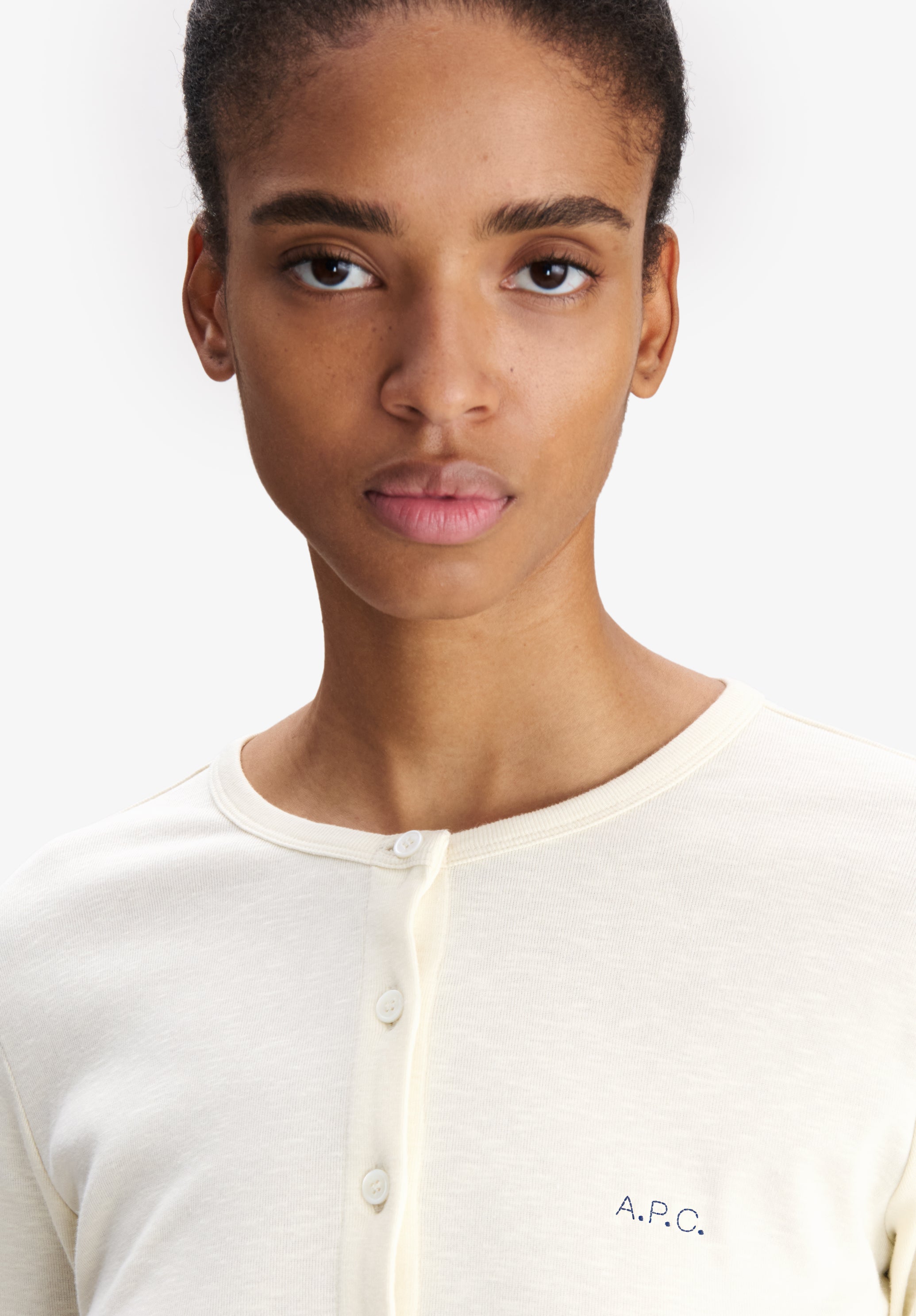 Fitted ecru cardigan with A.P.C. micro-logo - 3