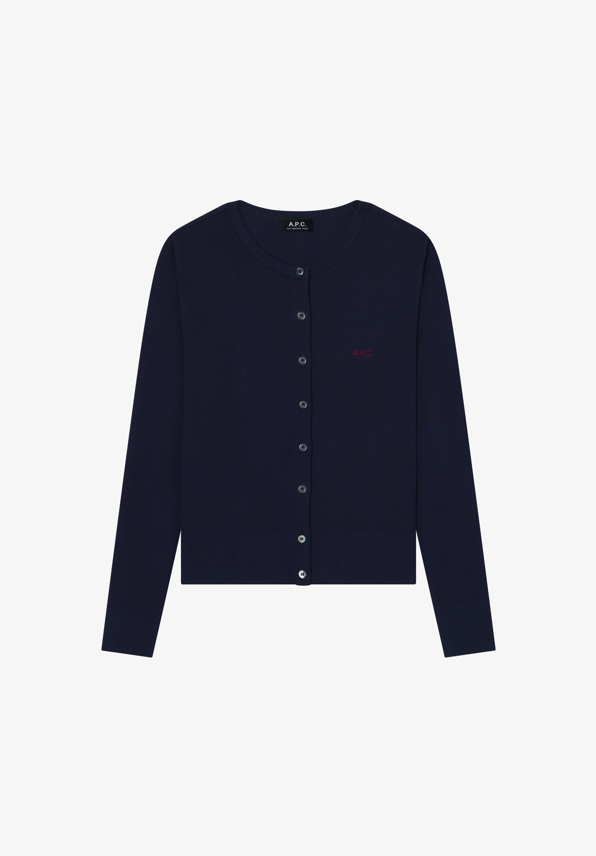 Fitted navy blue cardigan with A.P.C. micro-logo - 0