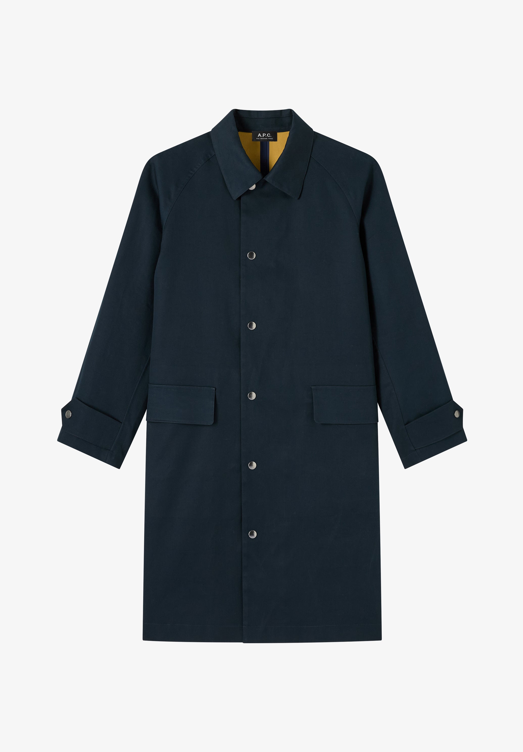 Navy blue water-repellent cotton mac - 0