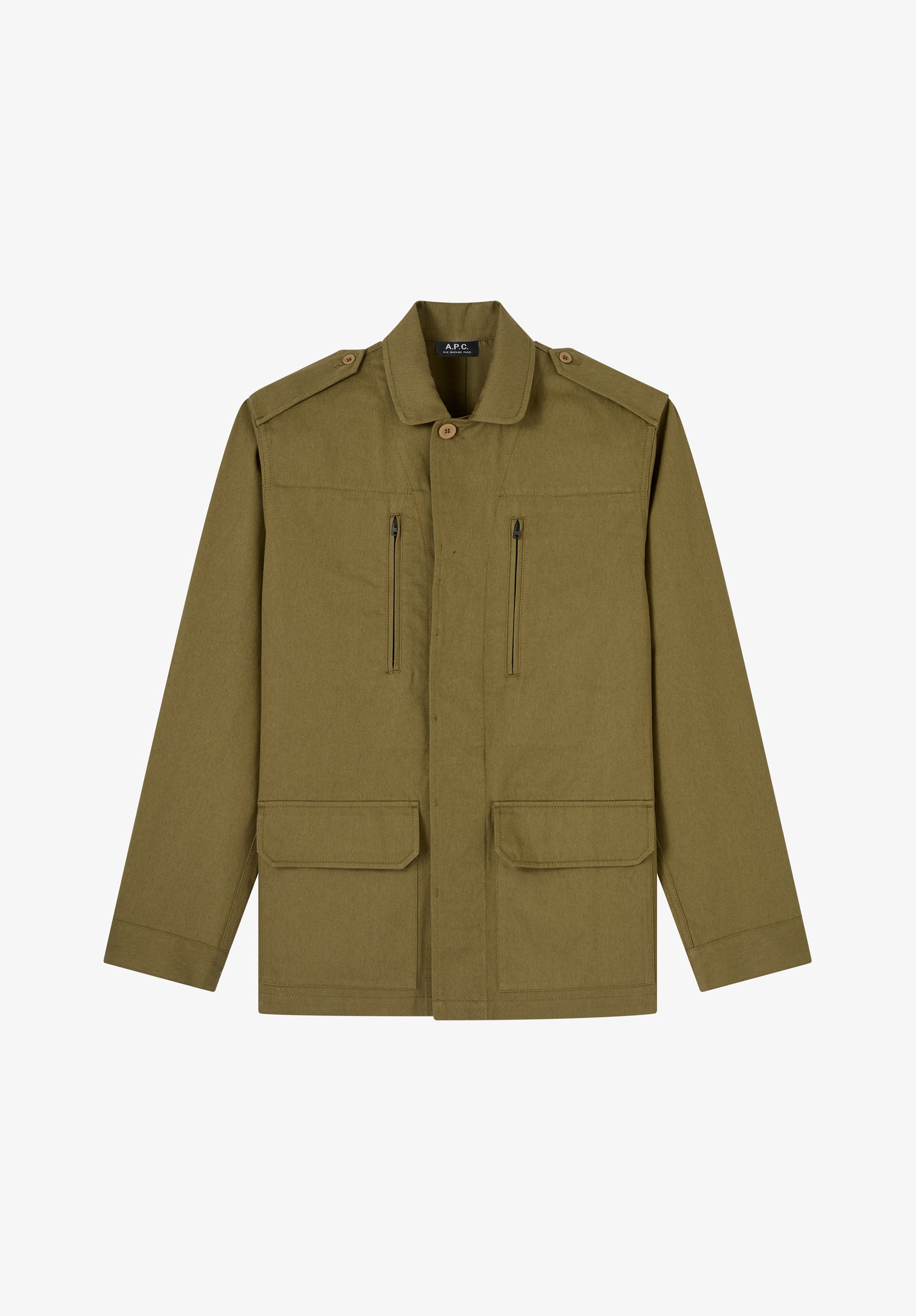 Khaki military-style jacket - 0