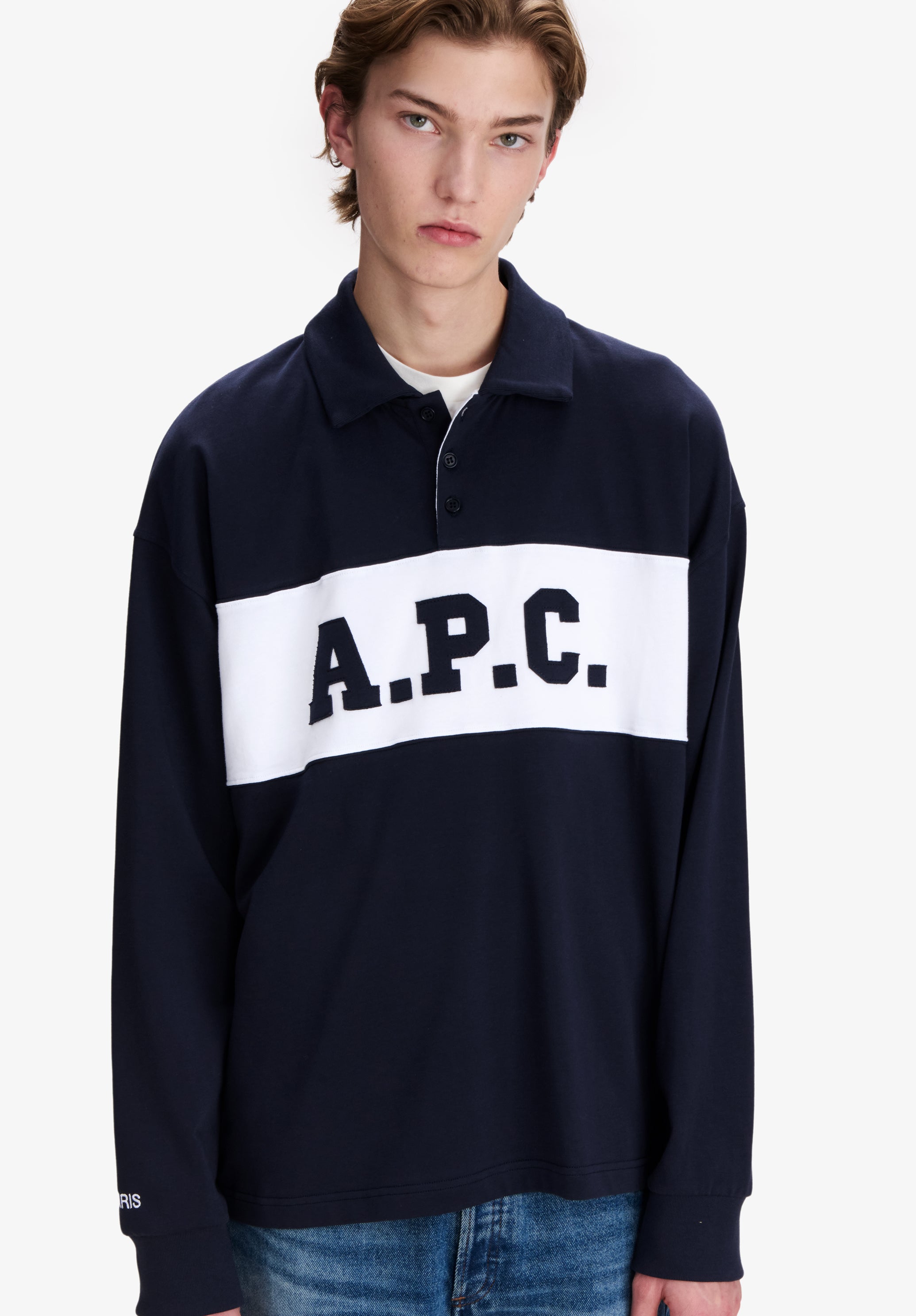 Navy blue A.P.C. rugby polo - 3