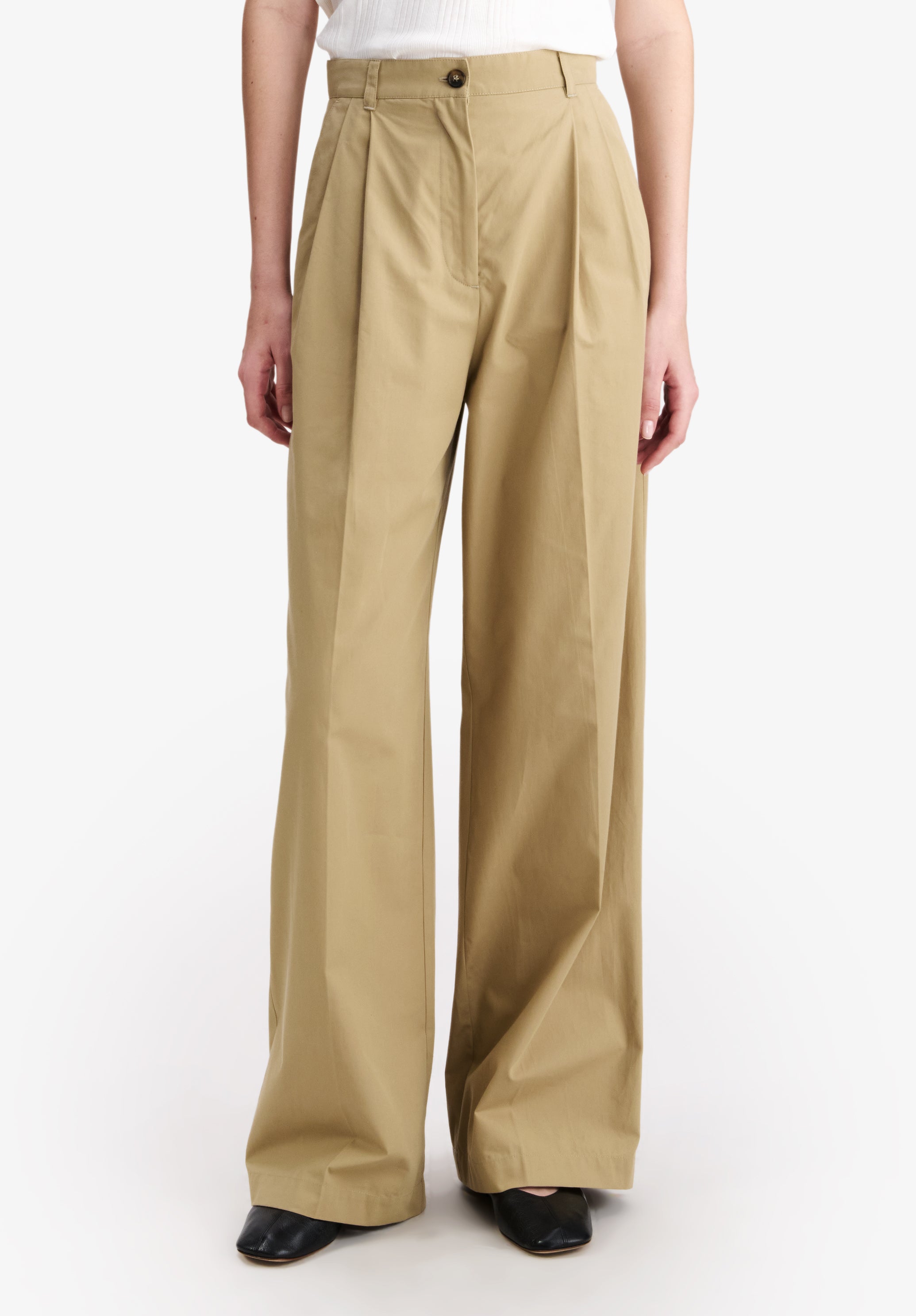 Loose beige organic cotton trousers - 3