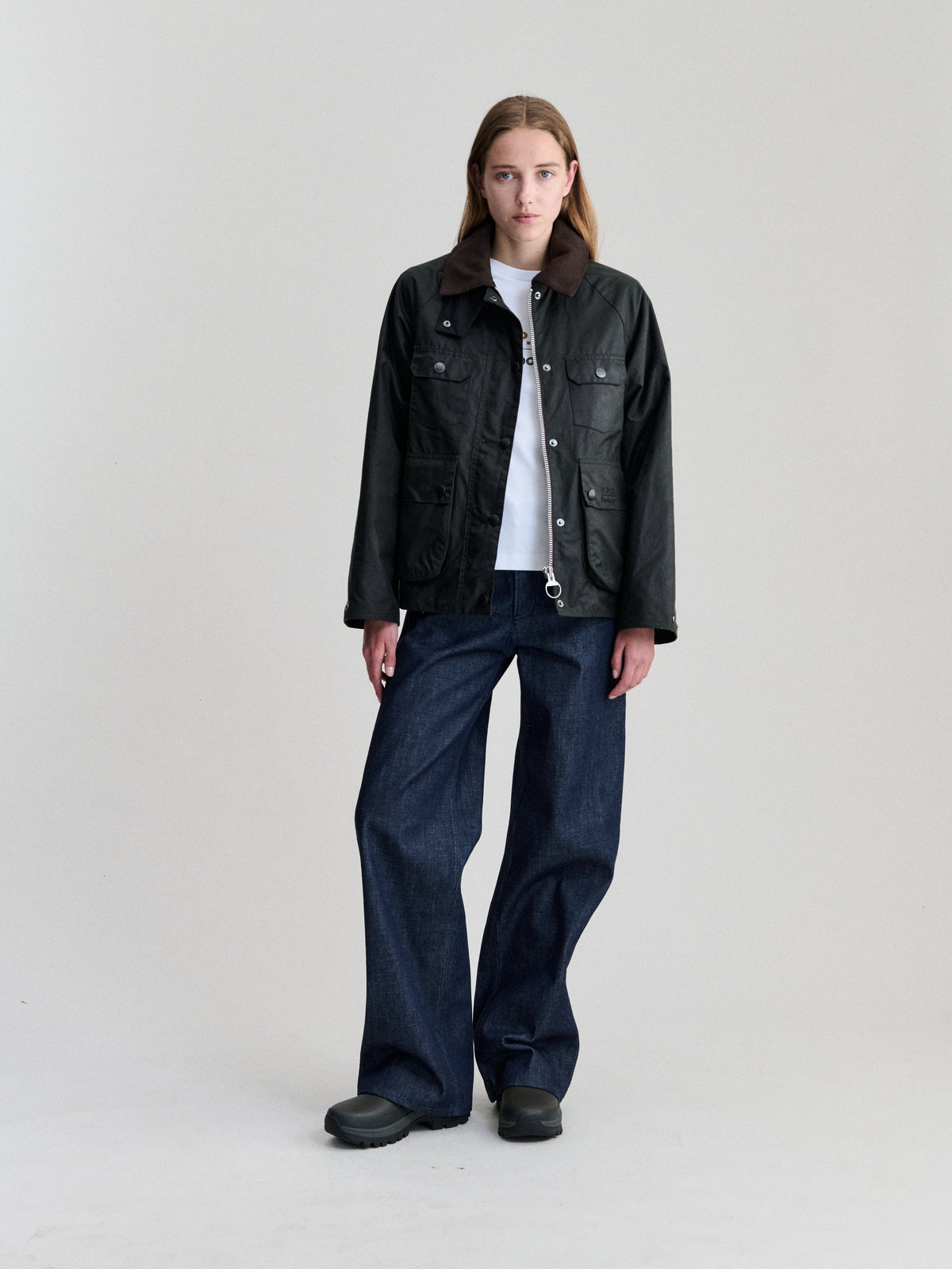 apc x barbour spey wax jacket