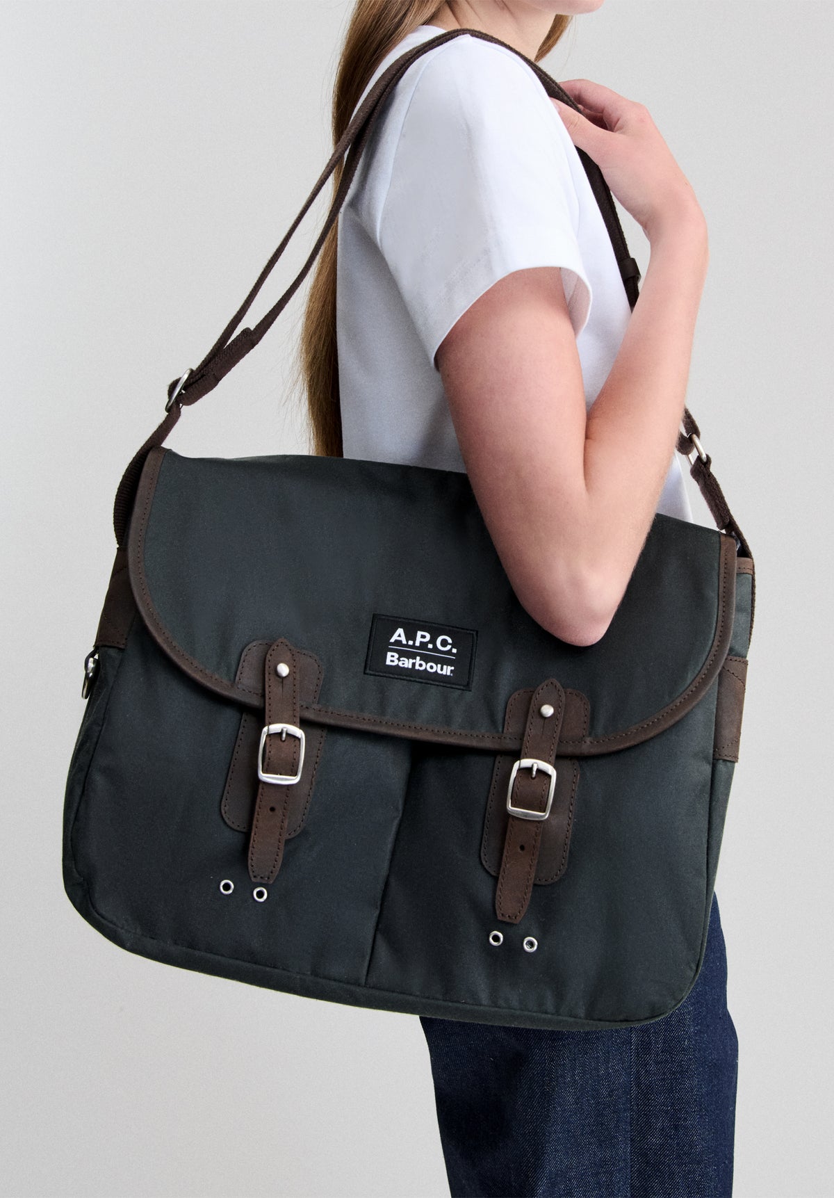 Besace en coton ciré A.P.C X Barbour