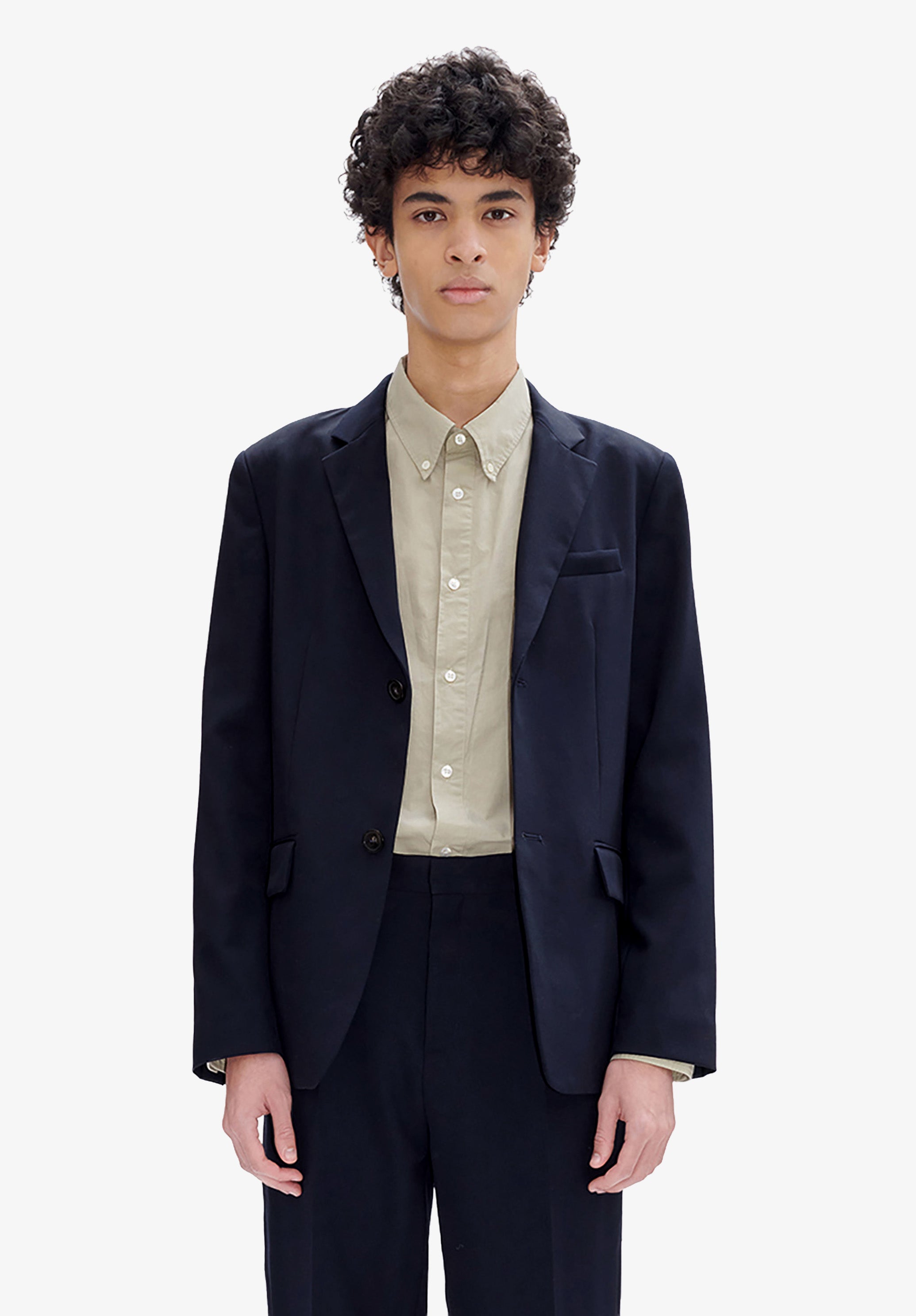Navy blue suit jacket in wool-blend twill - 3