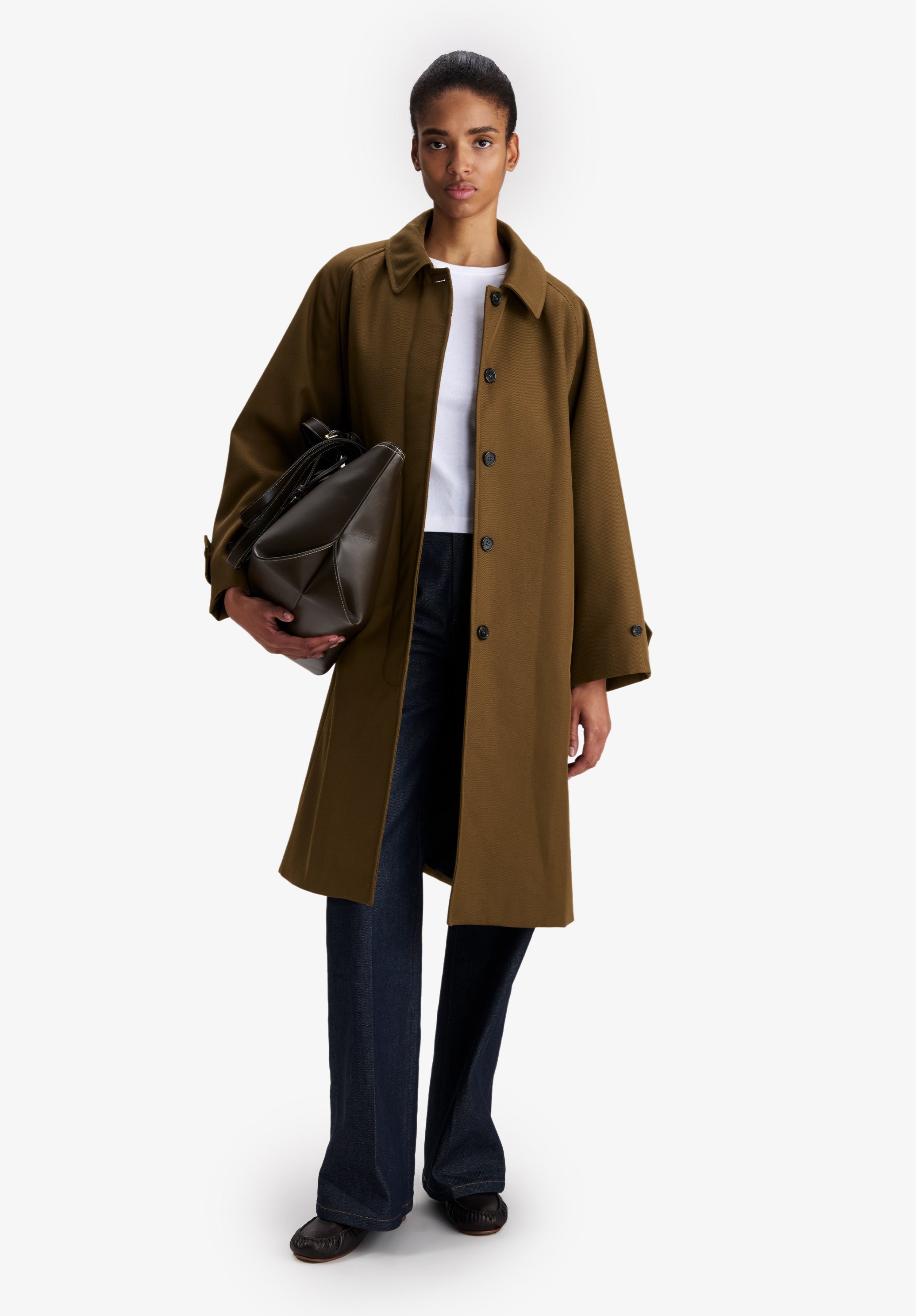 Khaki water-repellent wool mac - 1