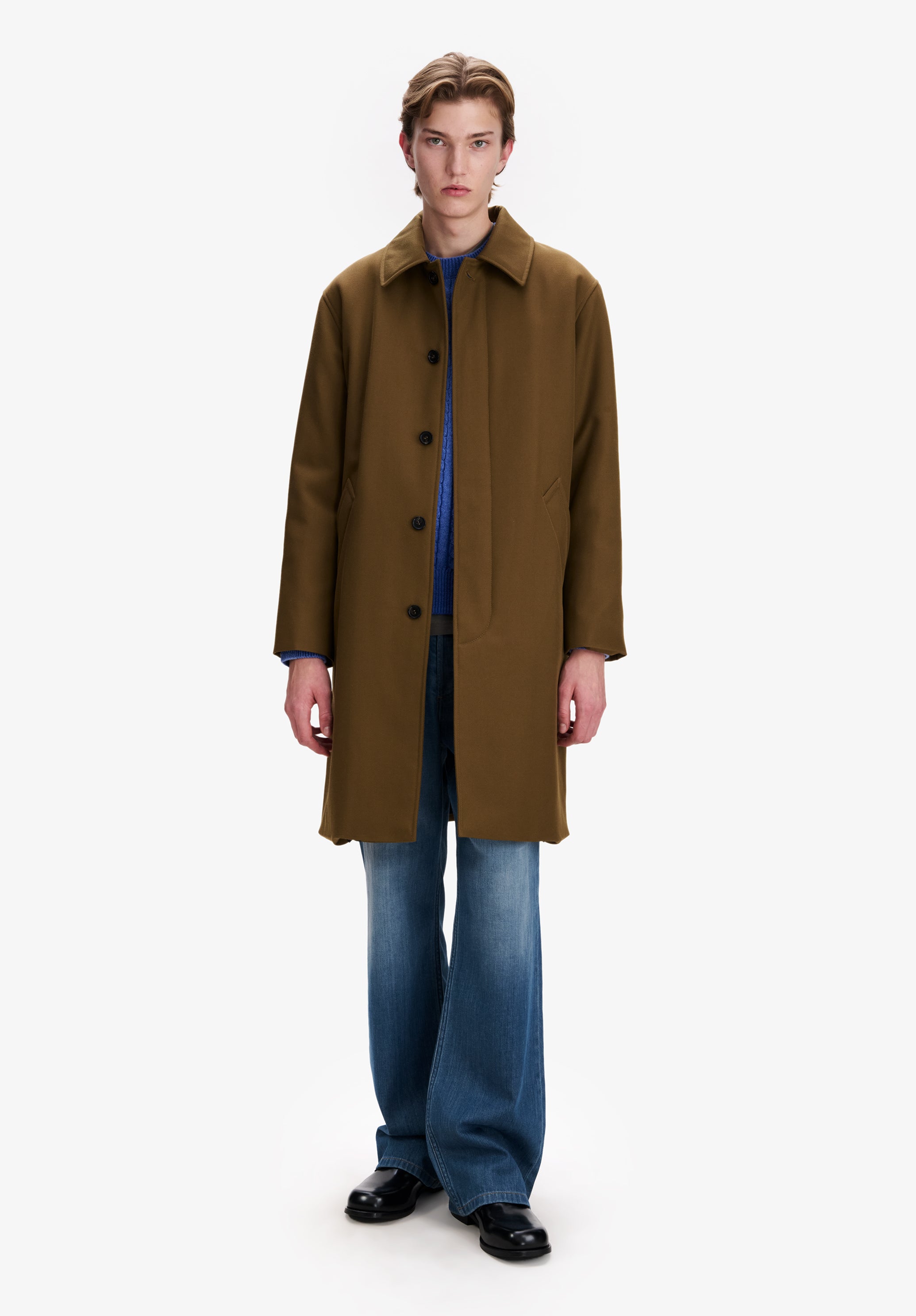 Khaki water-repellent wool mac - 1
