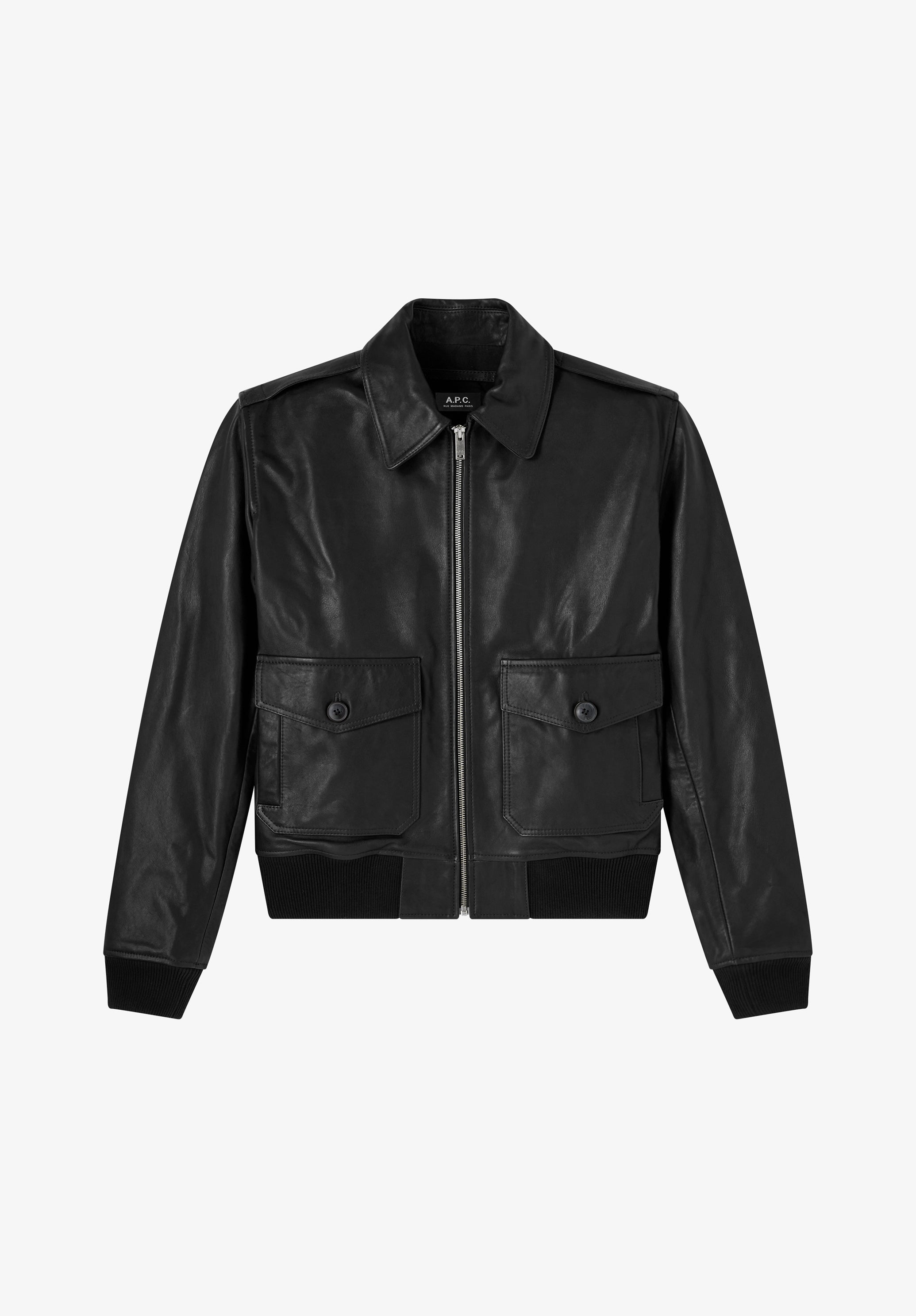 Short black leather jacket - 0
