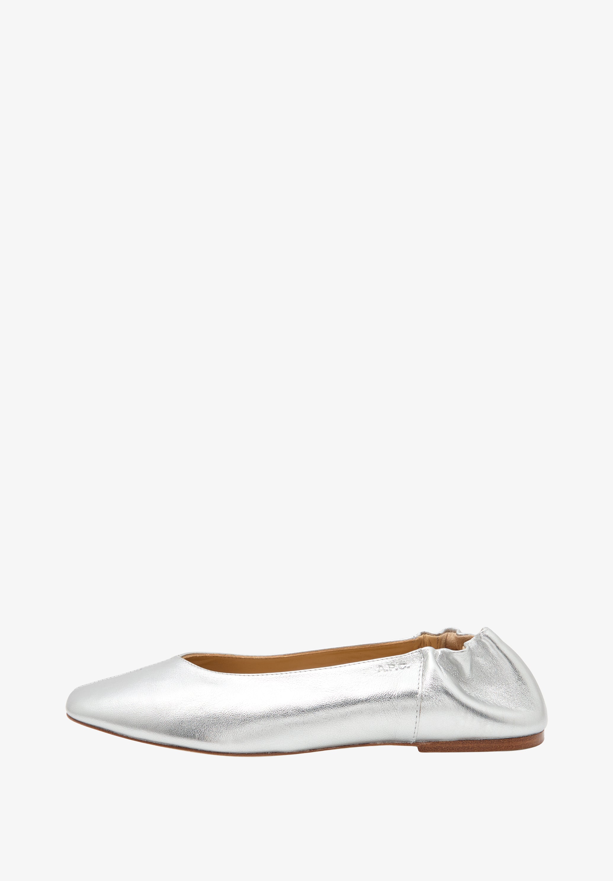 Square-toe leather ballet flats - 0