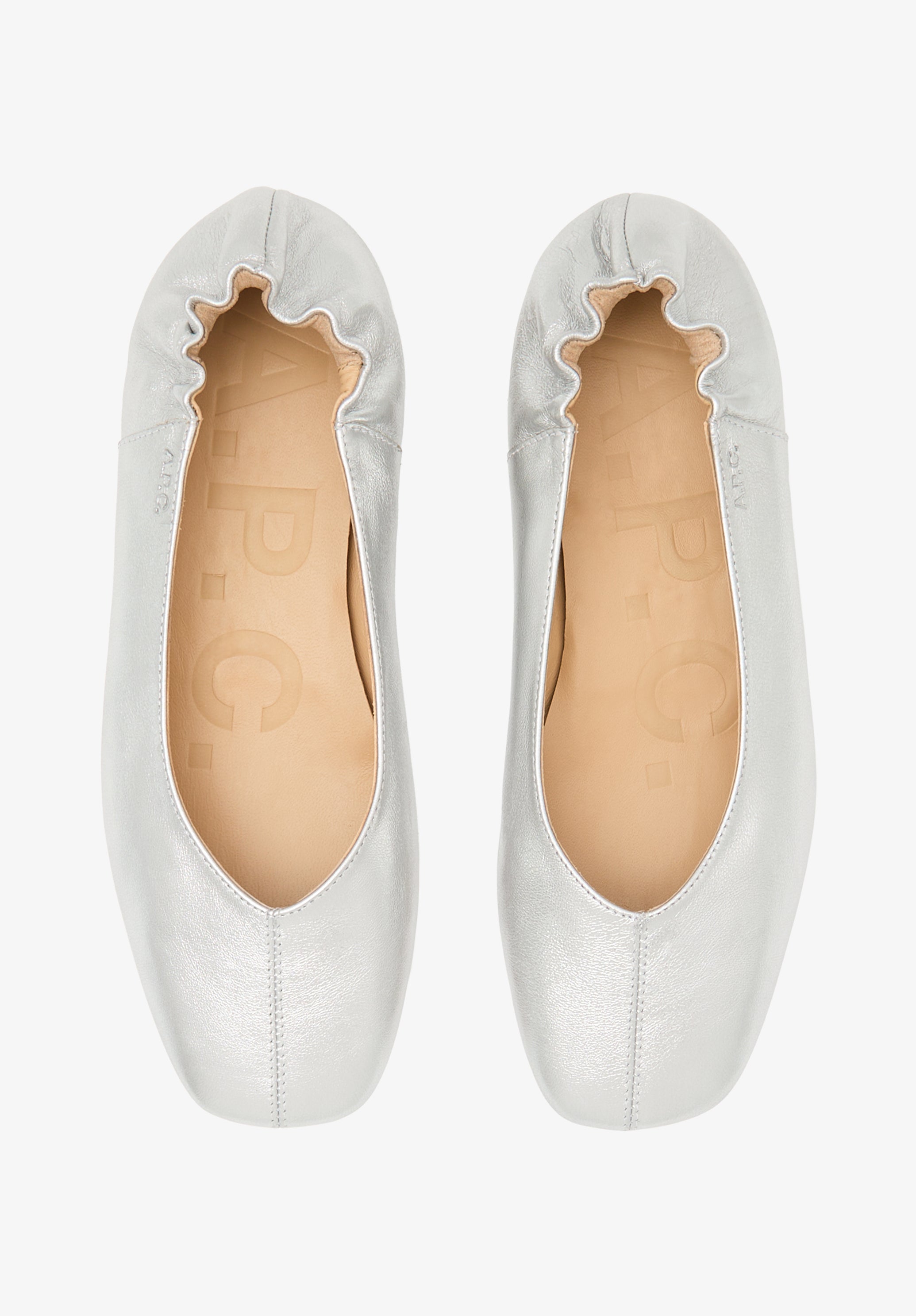 Square-toe leather ballet flats - 2