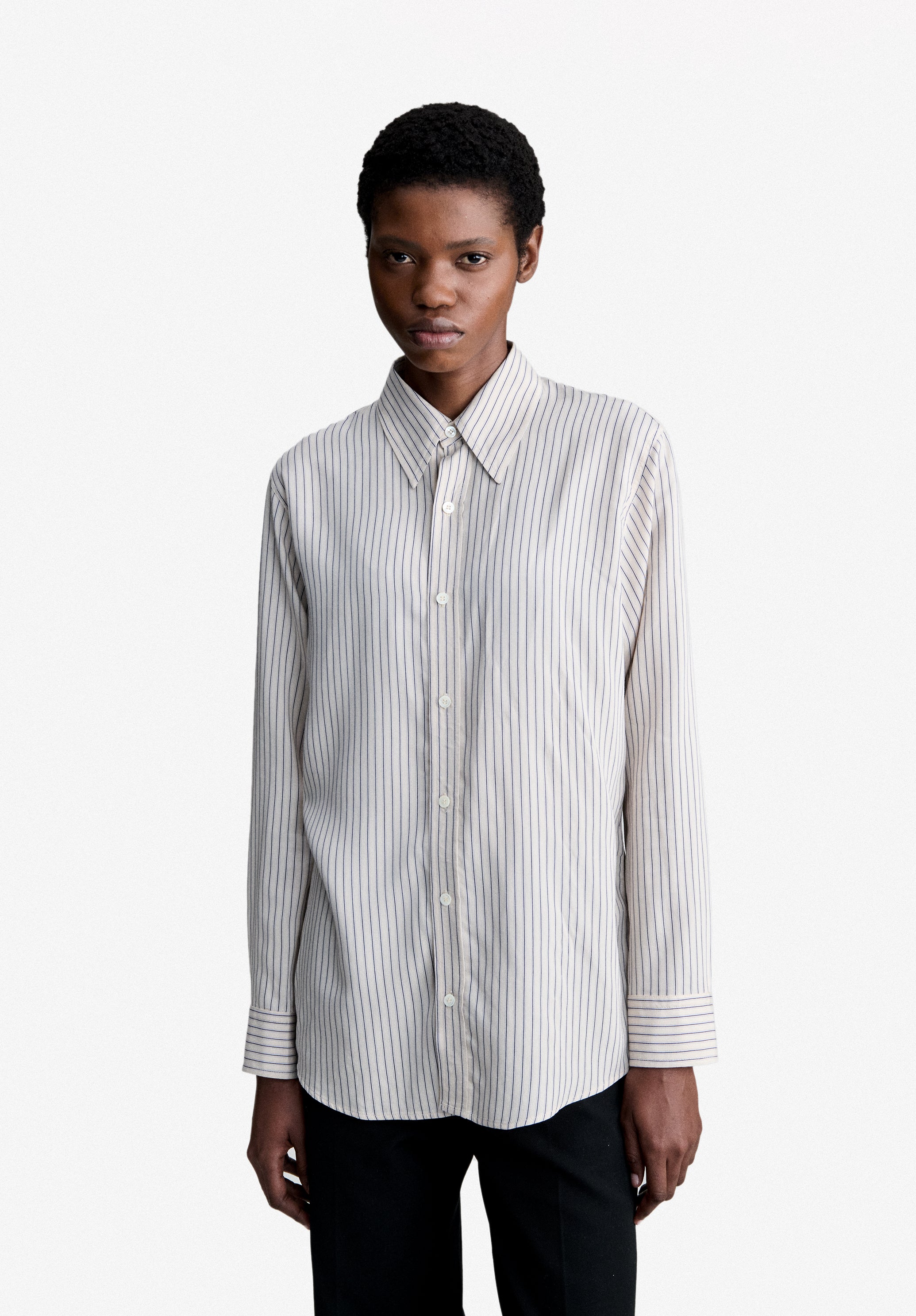 Flowing ecru striped shirt - 3