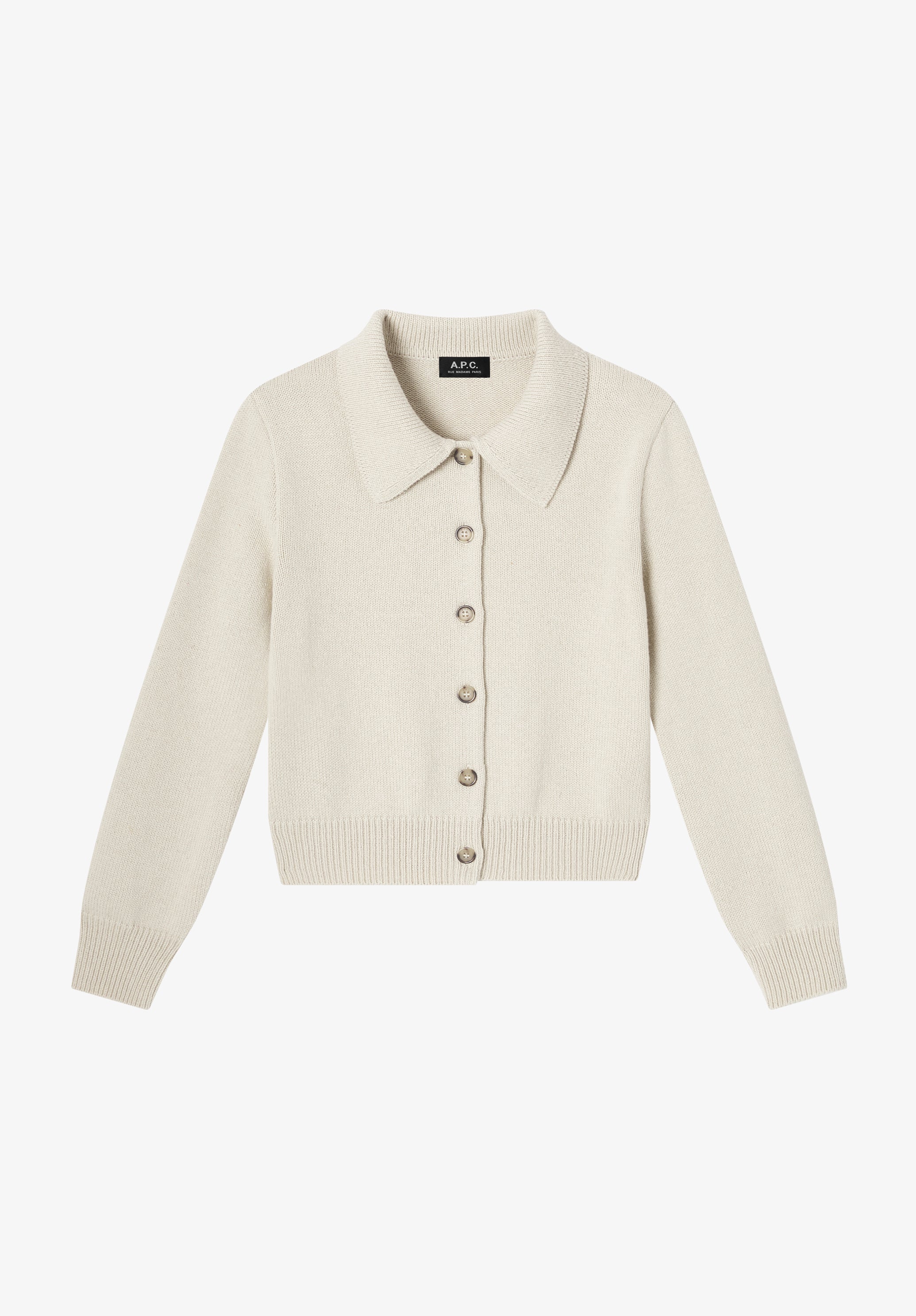 Cardigan à col en laine grise