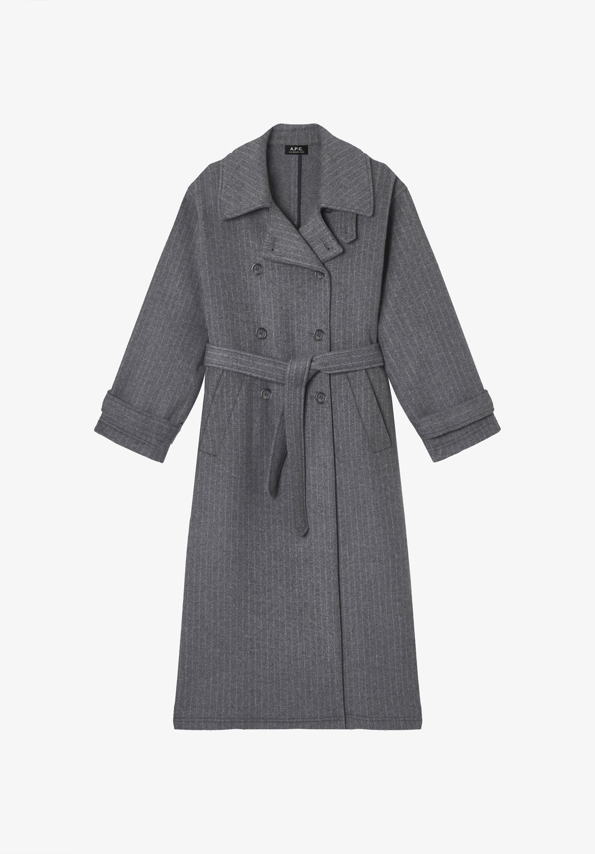 Manteau oversize gris en laine italienne recyclée