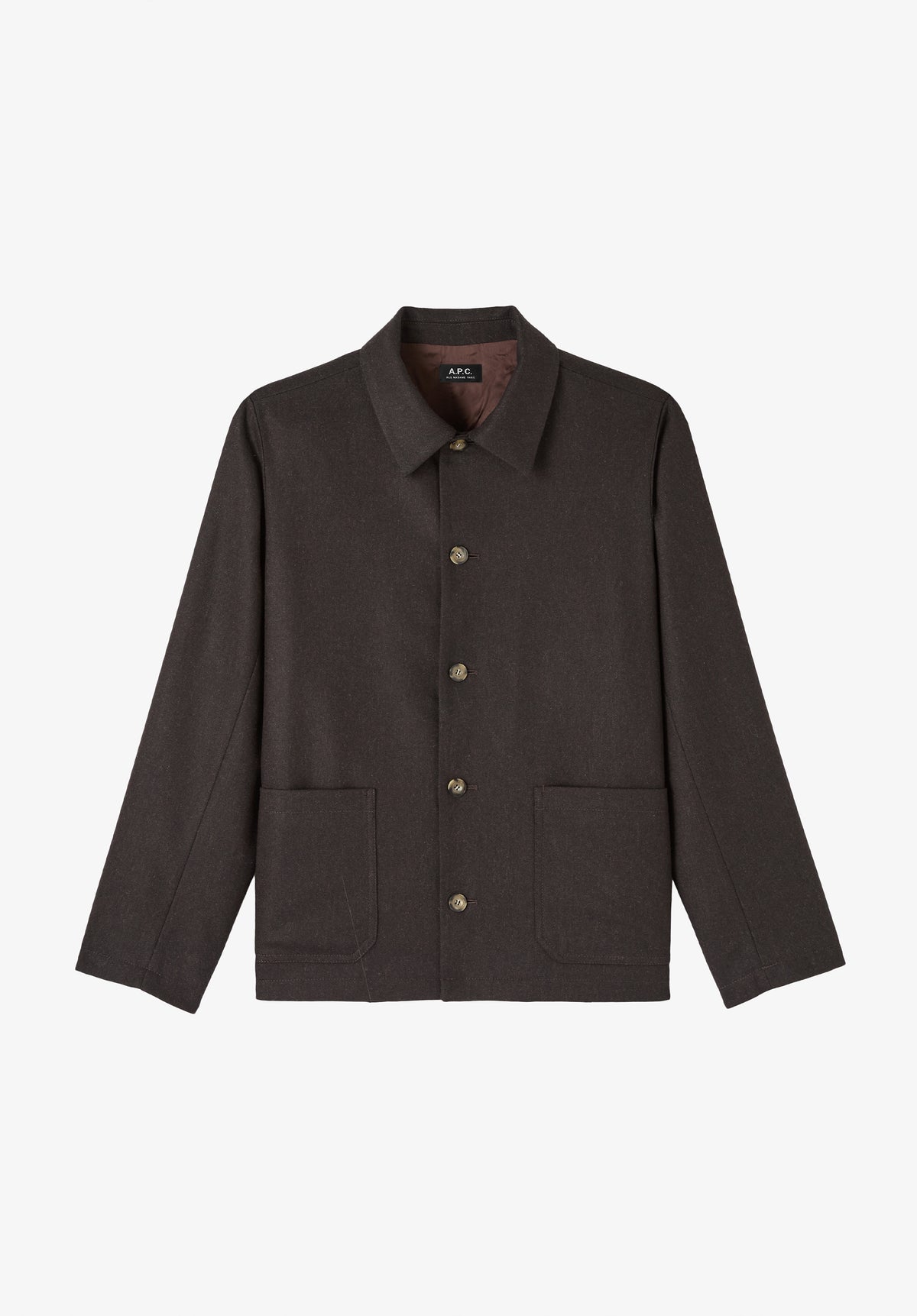 Blouson simple en laine marron foncé