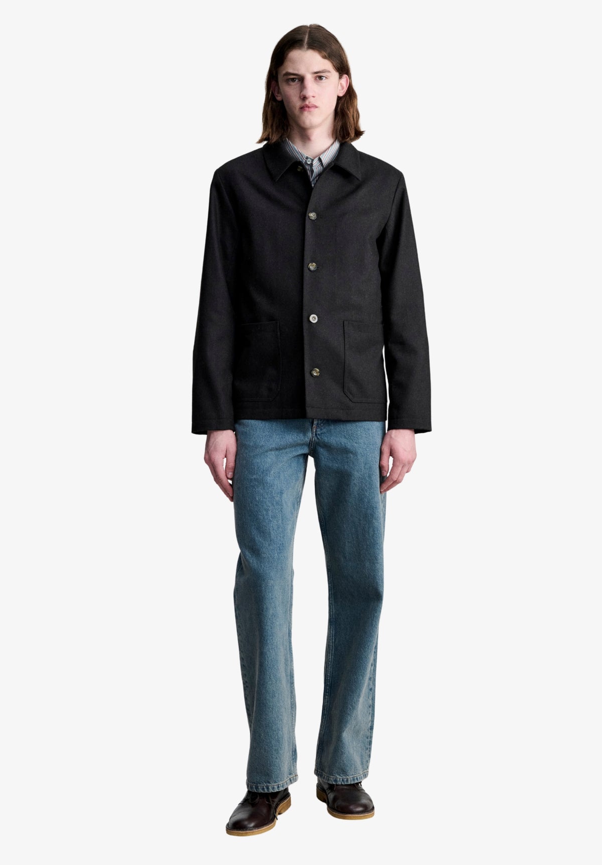 Simple dark brown wool jacket - 1