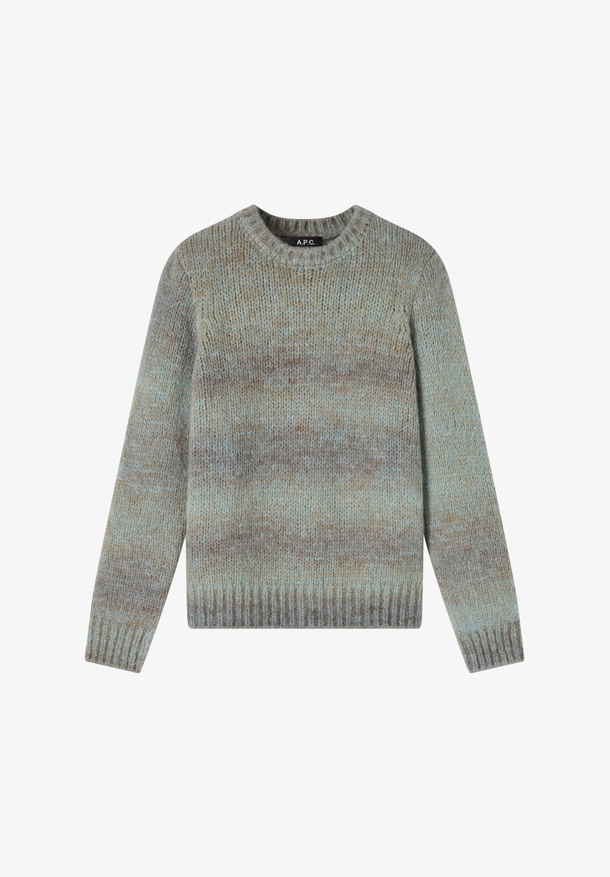 Khaki sweater with blurred stripes - 0